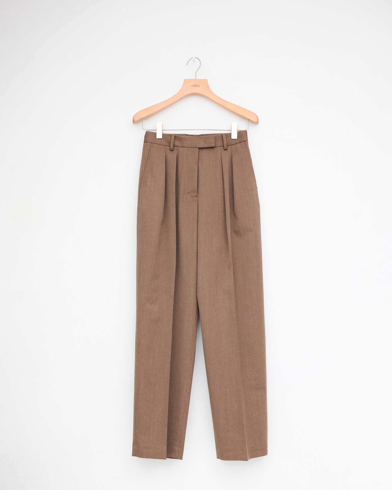 Wool Pleated Pants, Brown