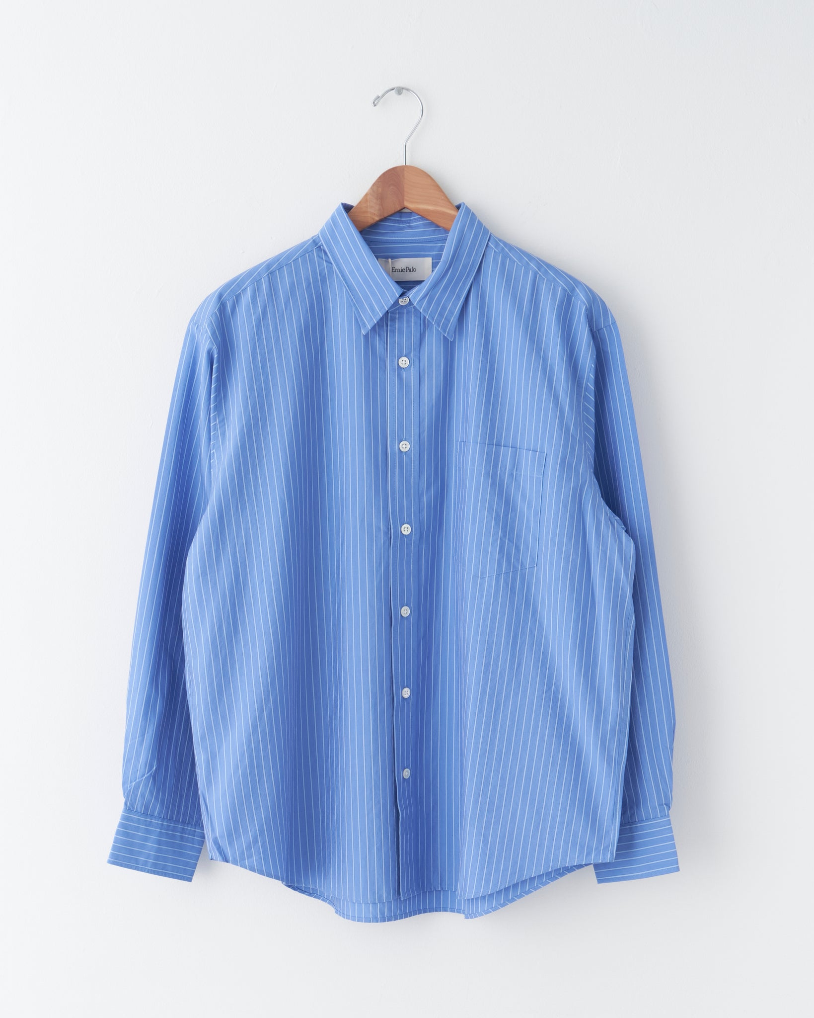 Striped Silk & Cotton Shirt, Very Blue