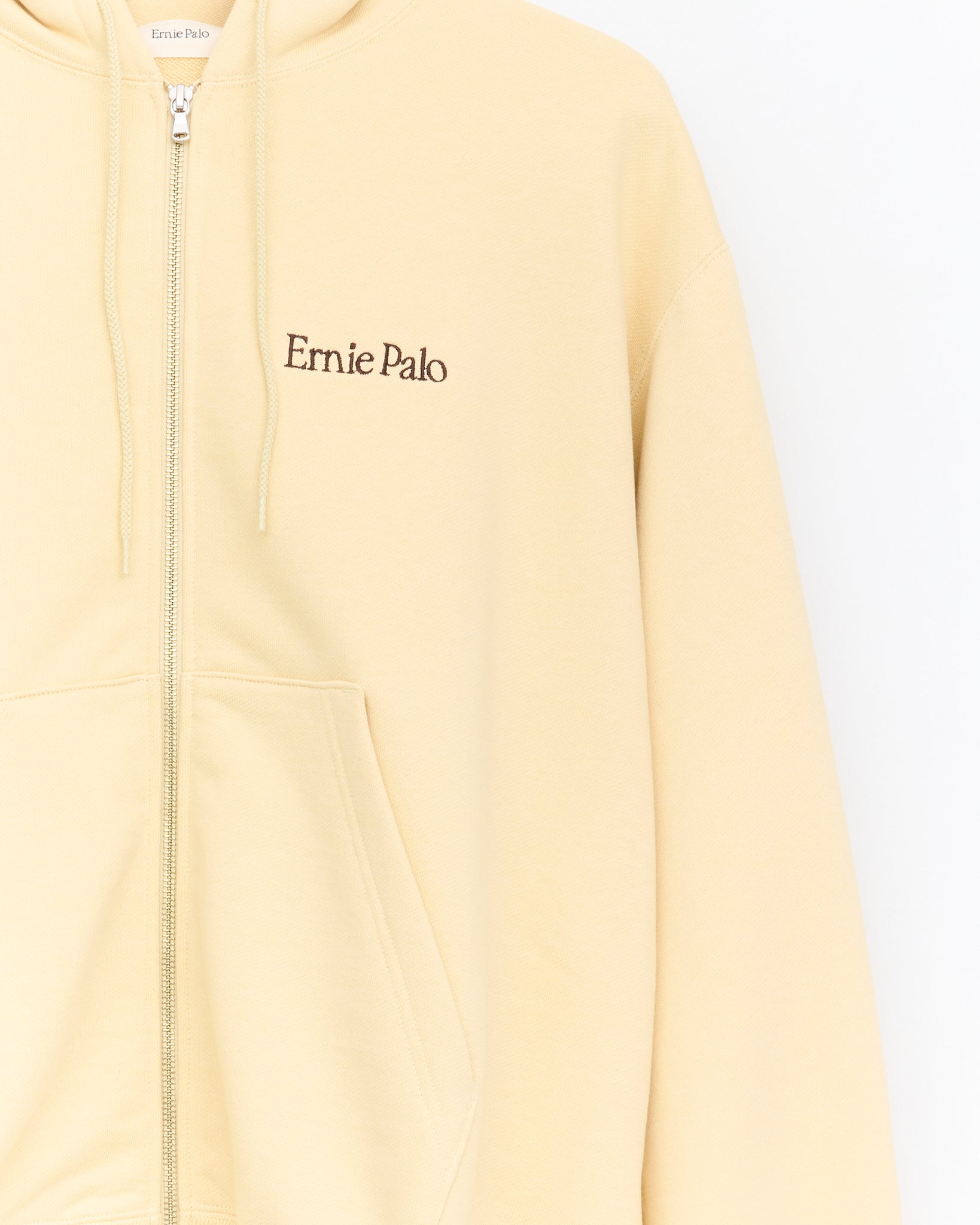 Zip Logo Hoodie, Cream