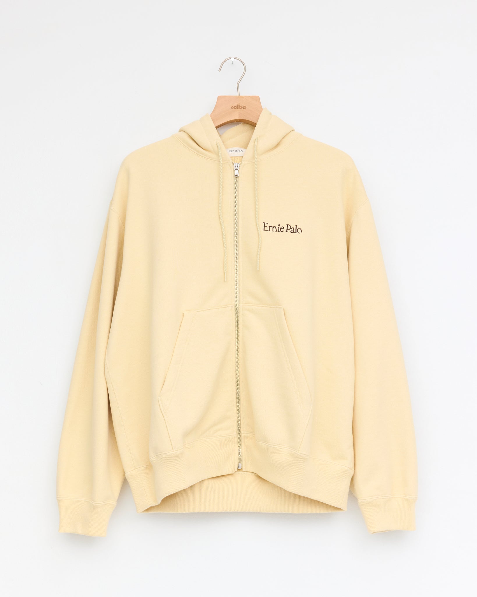 Zip Logo Hoodie, Cream