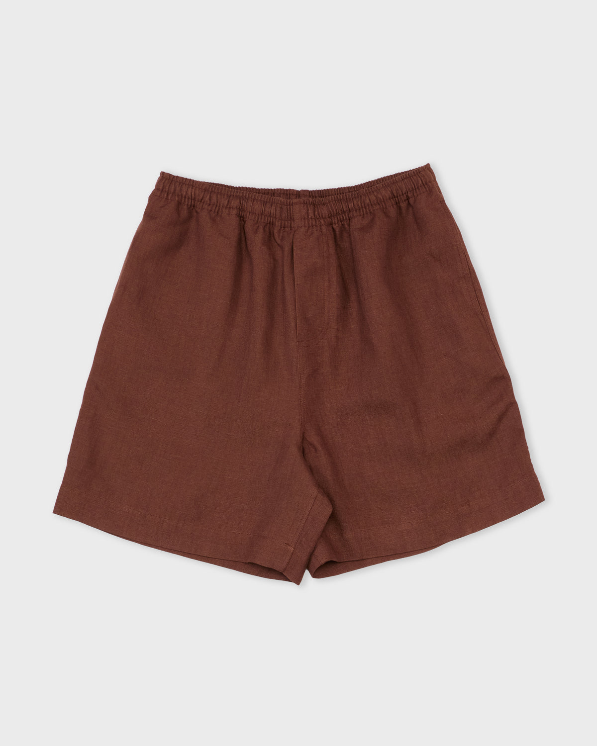 Colbo Elastic Shorts in mahogany, front, flat lay