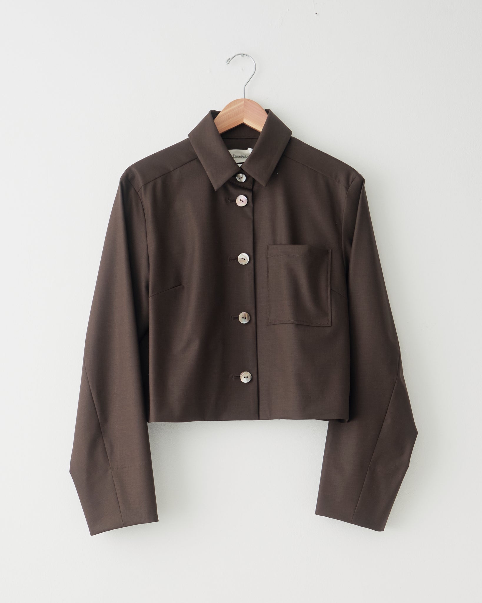 Cropped Buttoned Top, Brown
