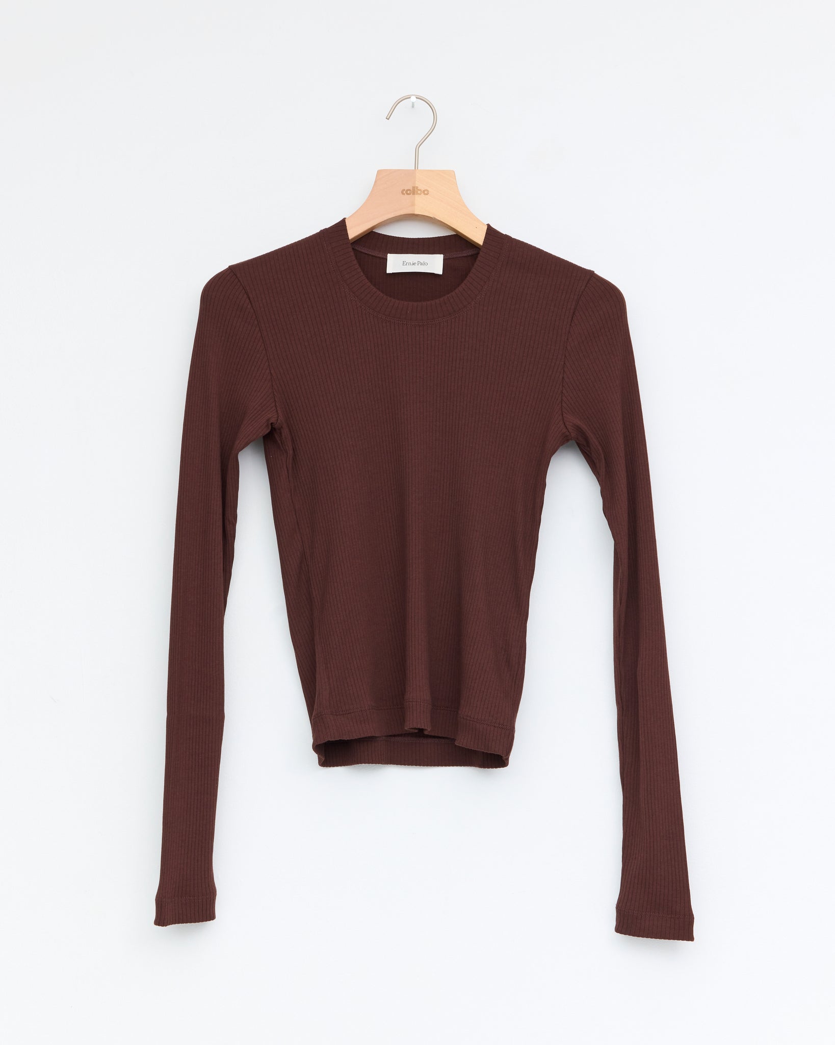 Extra Thin Ribbed Pullover, Brown