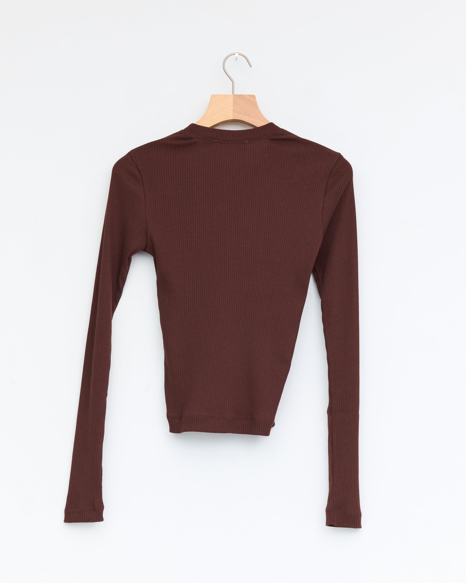 Extra Thin Ribbed Pullover, Brown