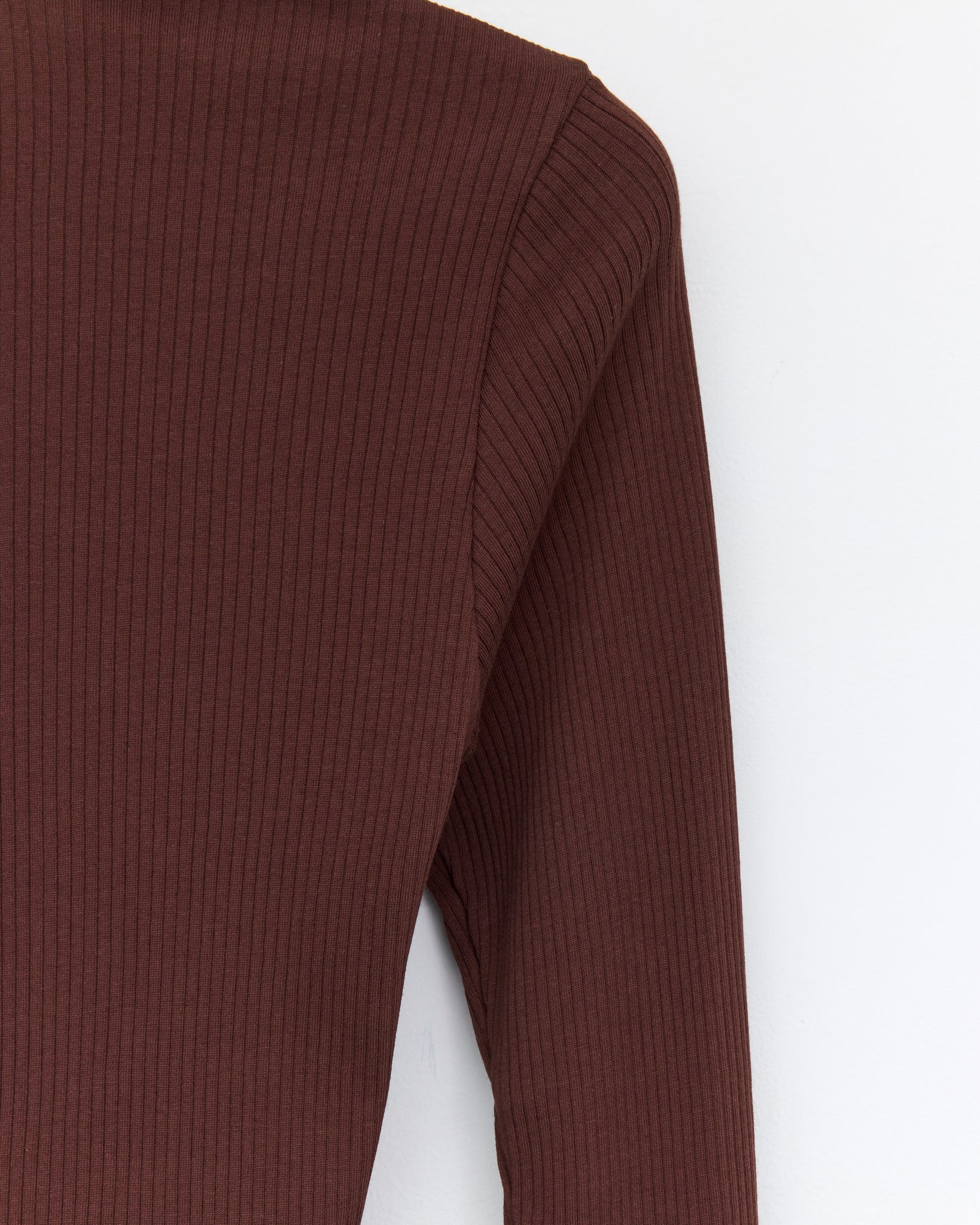 Extra Thin Ribbed Pullover, Brown