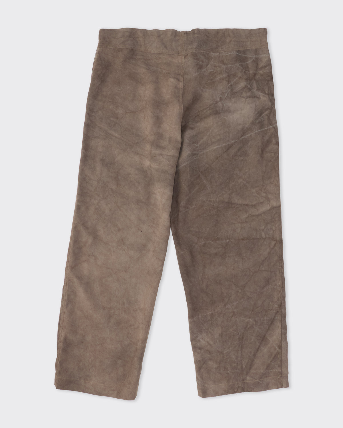 Colbo Farm Pants in cold-dyed greige Italian viscose, back, flat lay