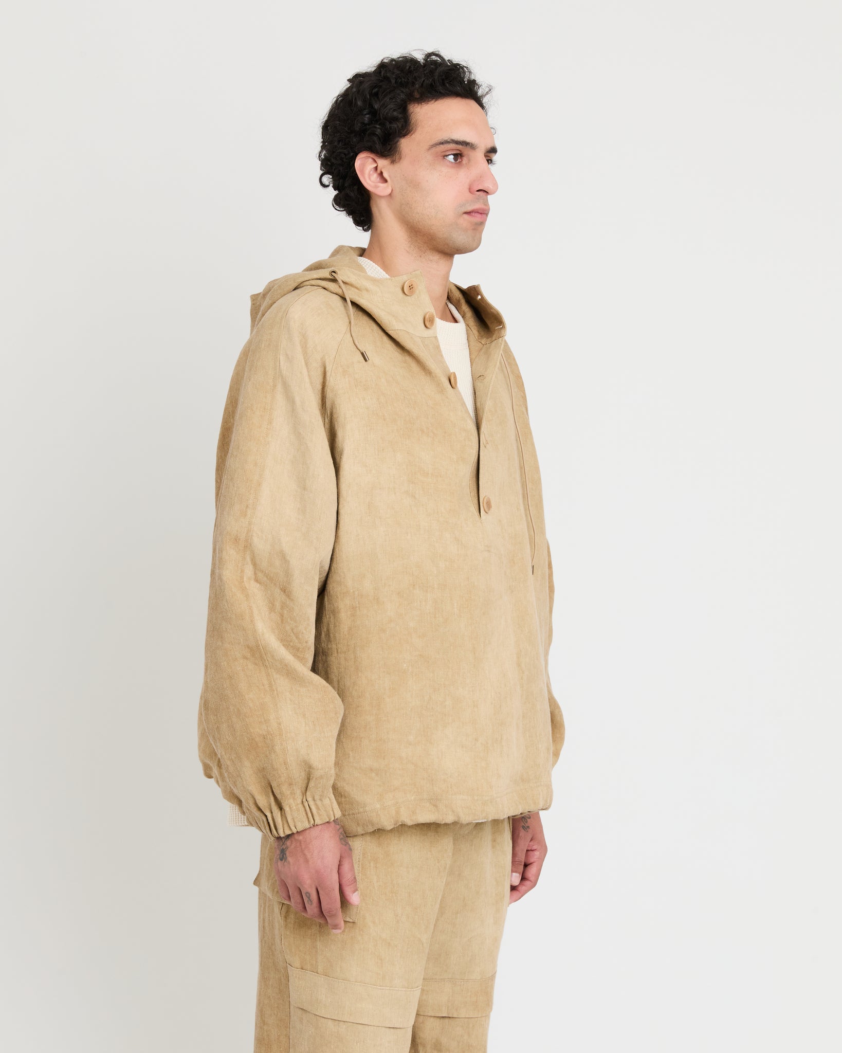 Hooded Raglan Parka, Hard Wash Beige