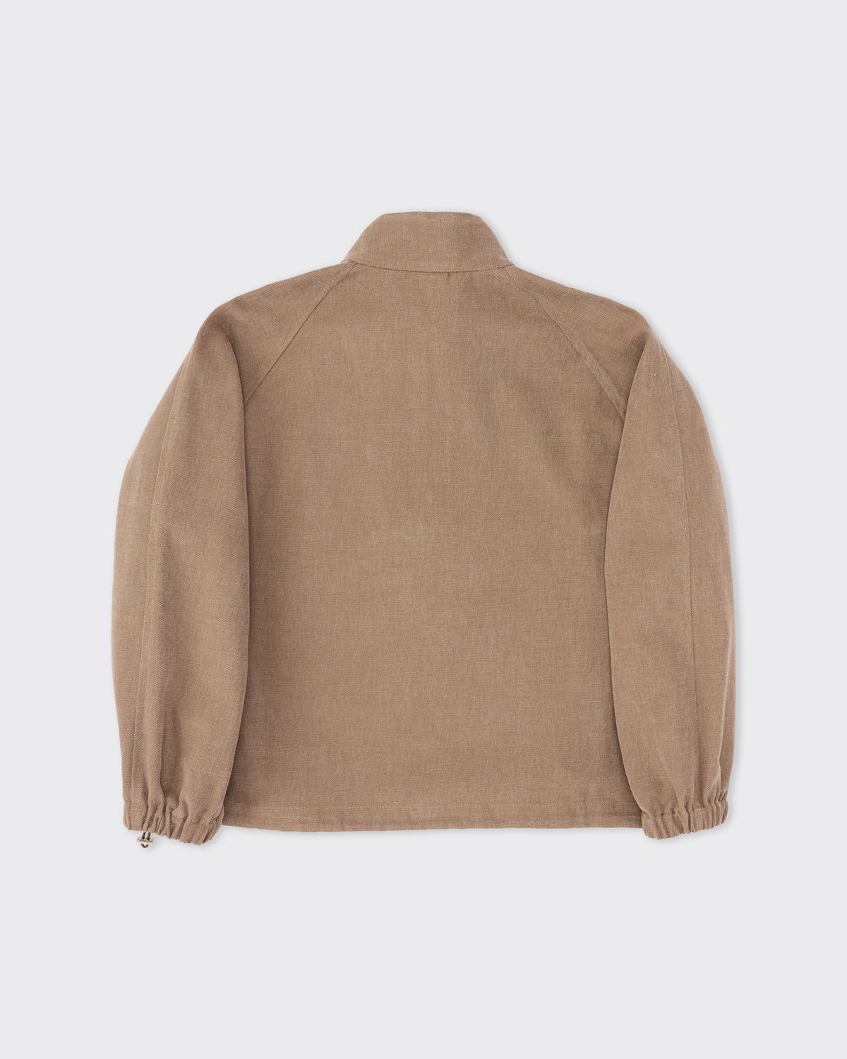 Colbo Half Zip in brushed brown cotton canvas, back, flat lay