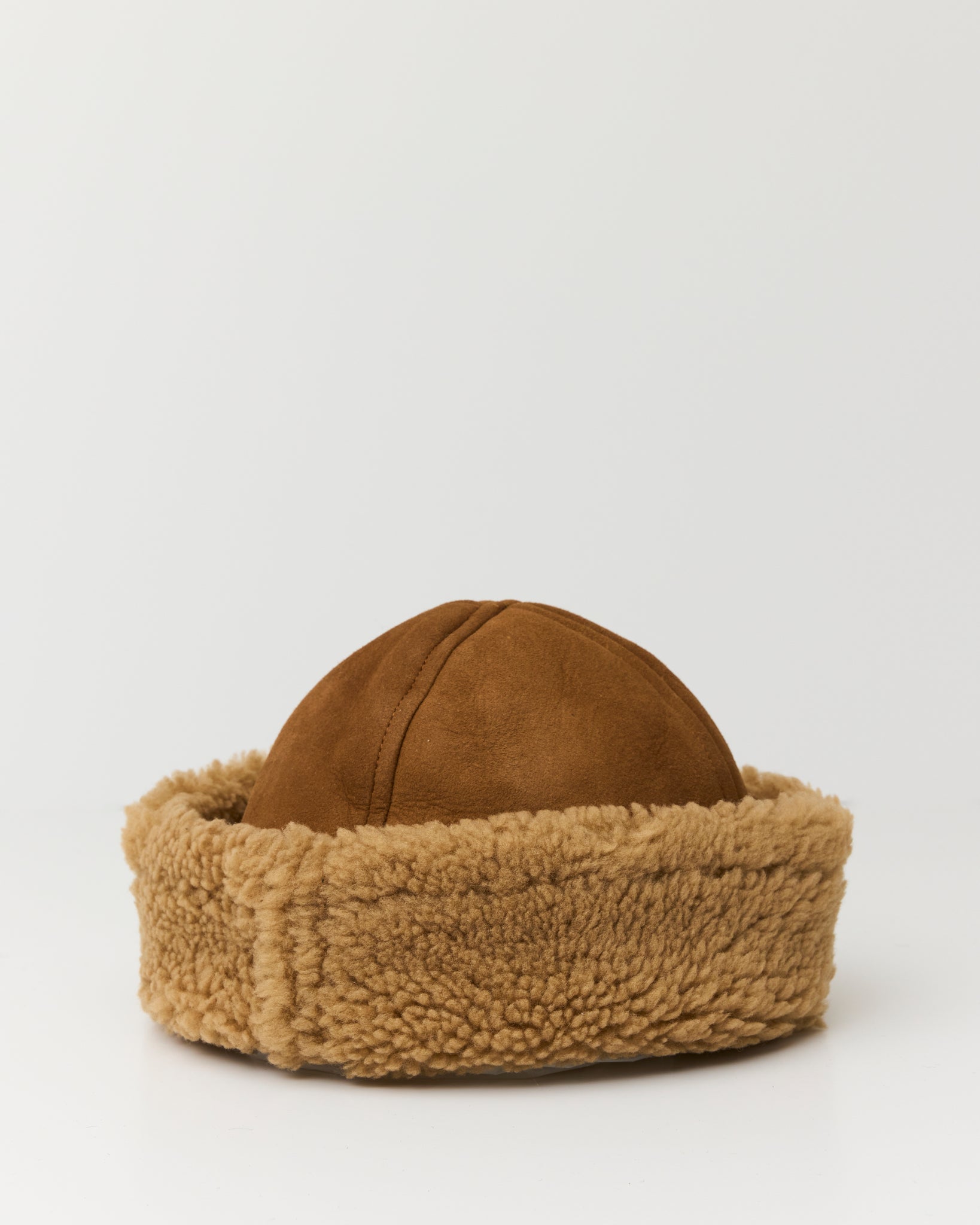Suede Back Curly Hair Cap, Tan