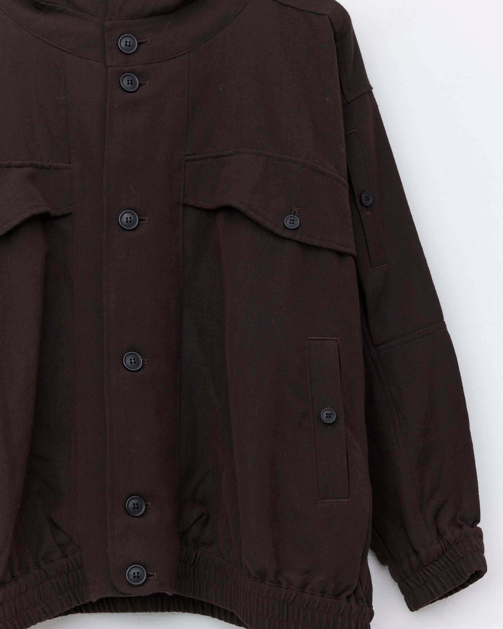 Hooded Bomber Jacket, Dark Brown