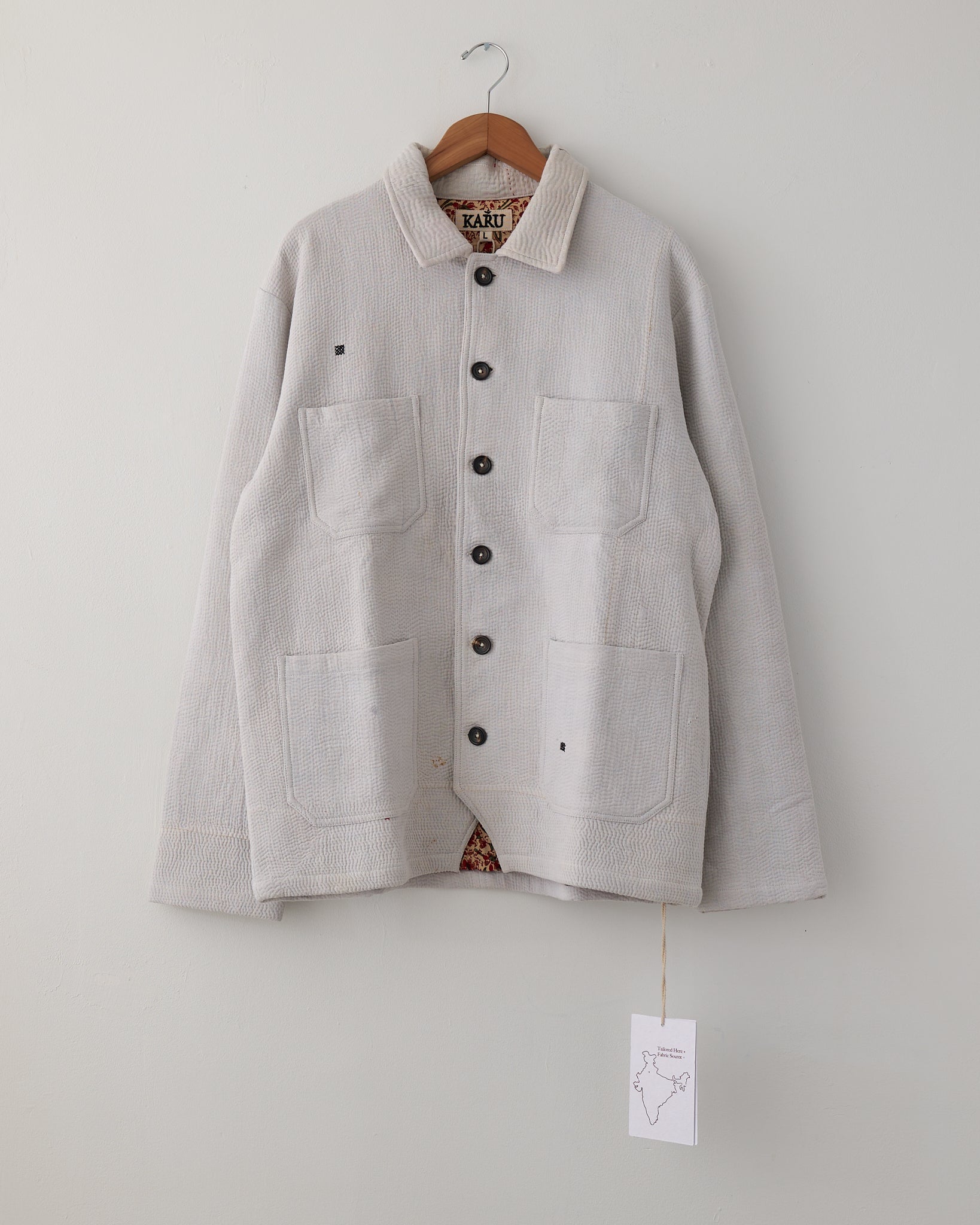 Chore Coat, Cotton Woven Vintage Kantha Quilt
