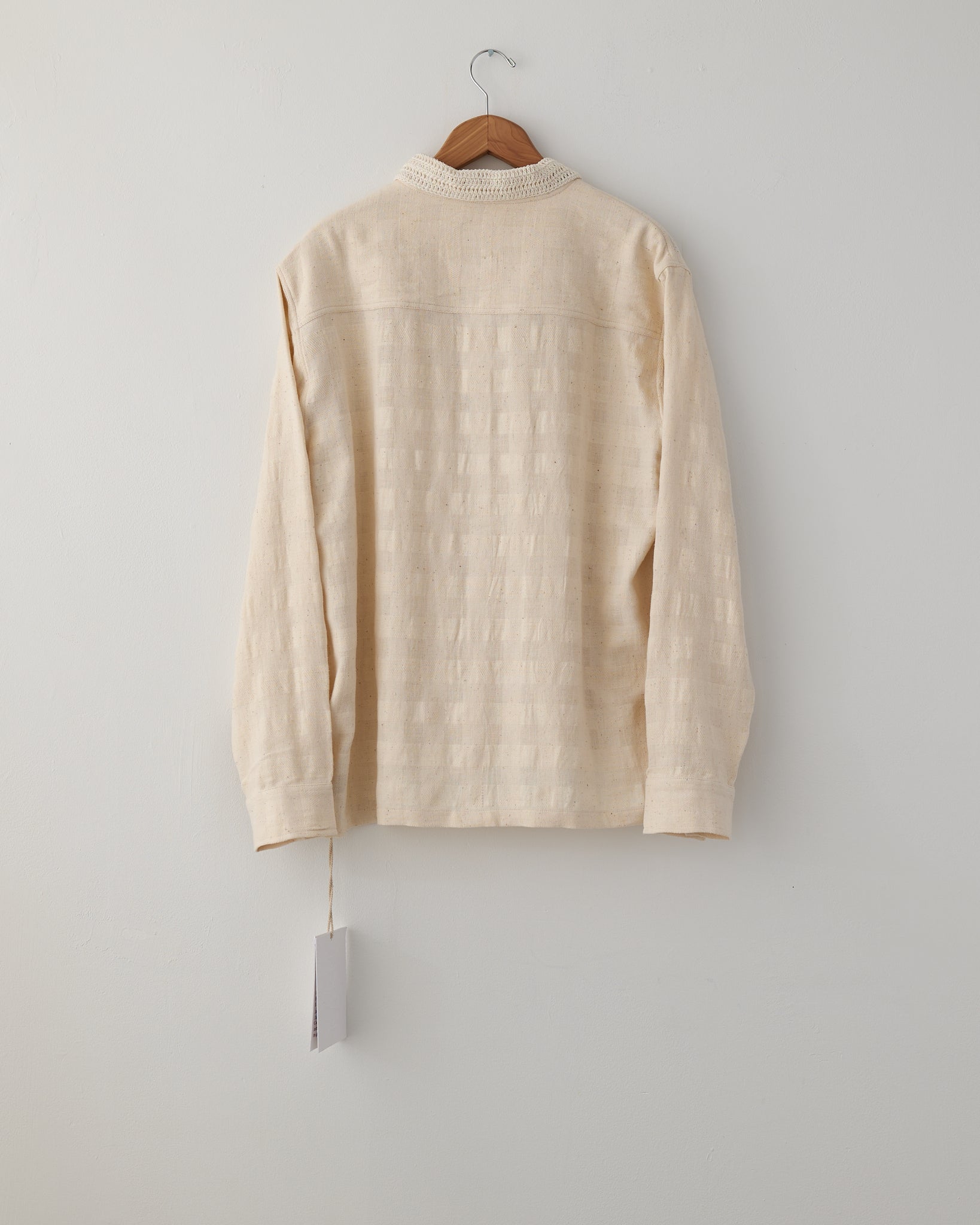 Cotton Woven Shirt, Handloom Crochet Collar