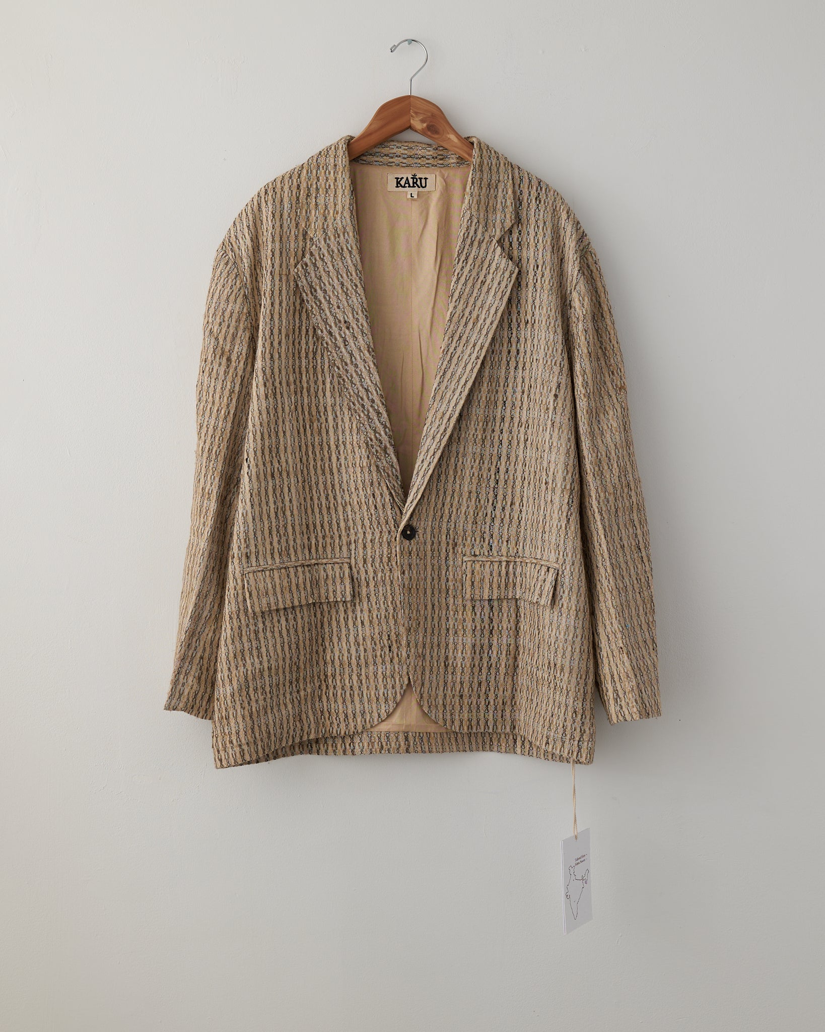 Single Breasted Blazer, Wool & Silk Woven Handloom Jacquard