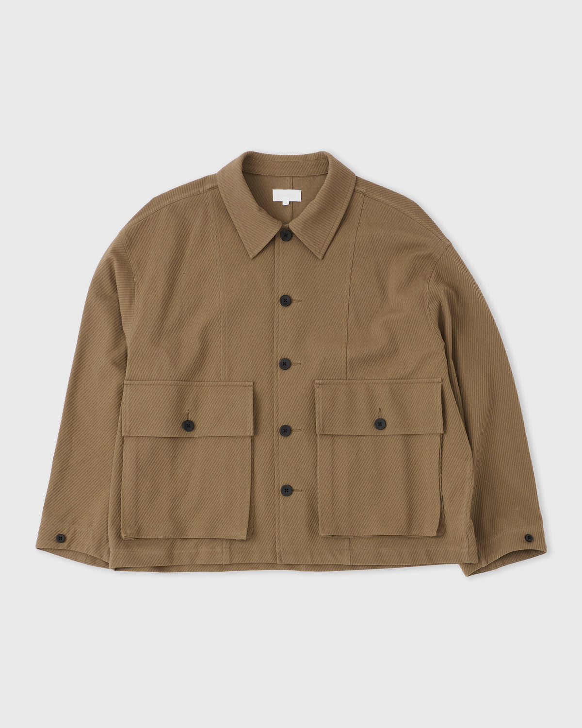 Kanemasa Phil High Twist Work Jacket in khaki cotton, front, flat lay