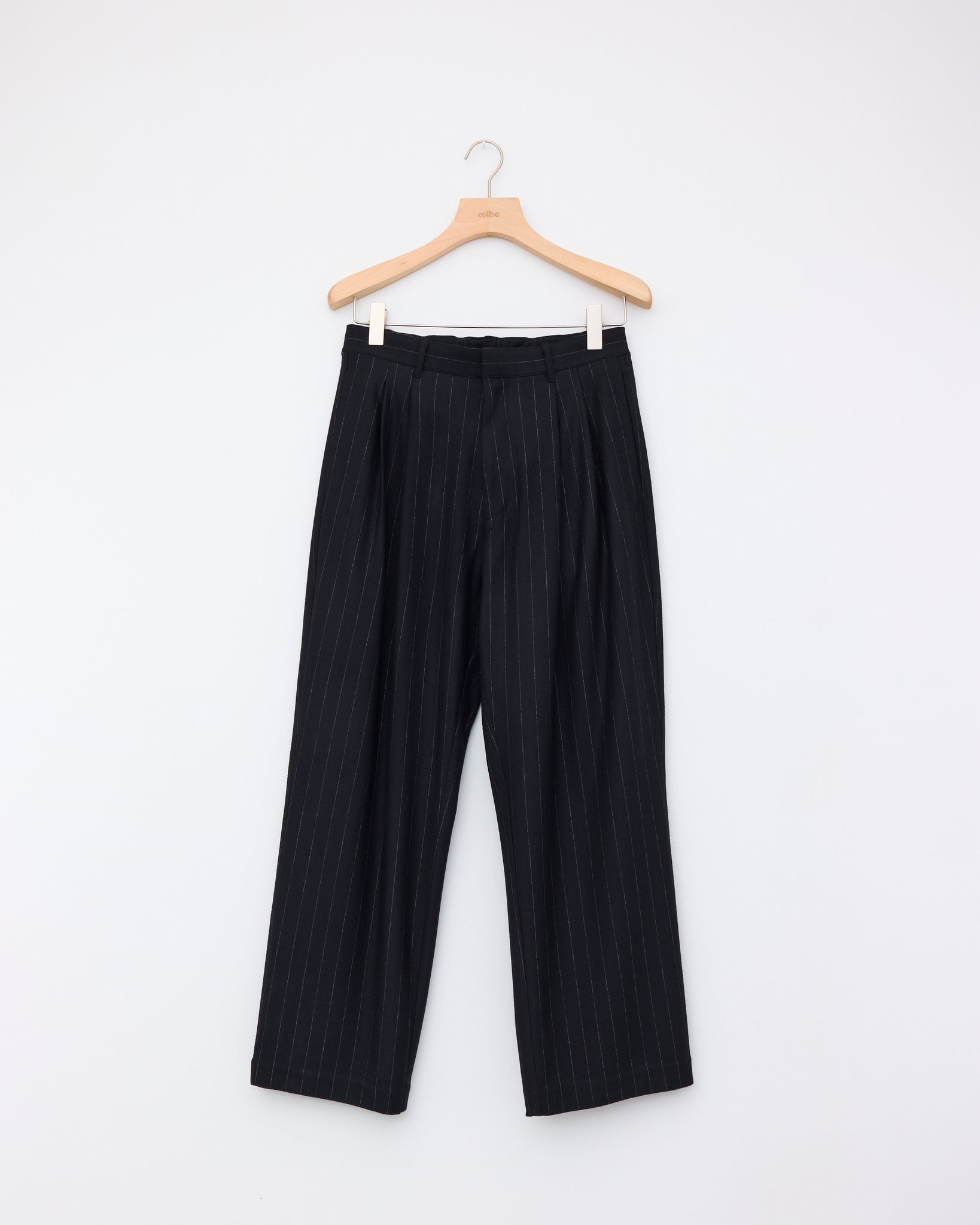 Wool Stripe Trouser, Black