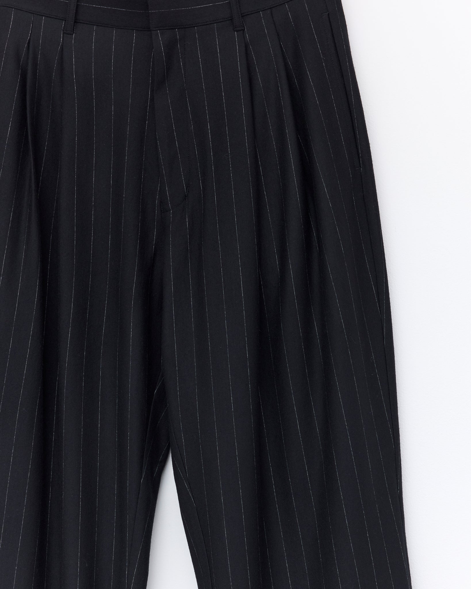 Wool Stripe Trouser, Black