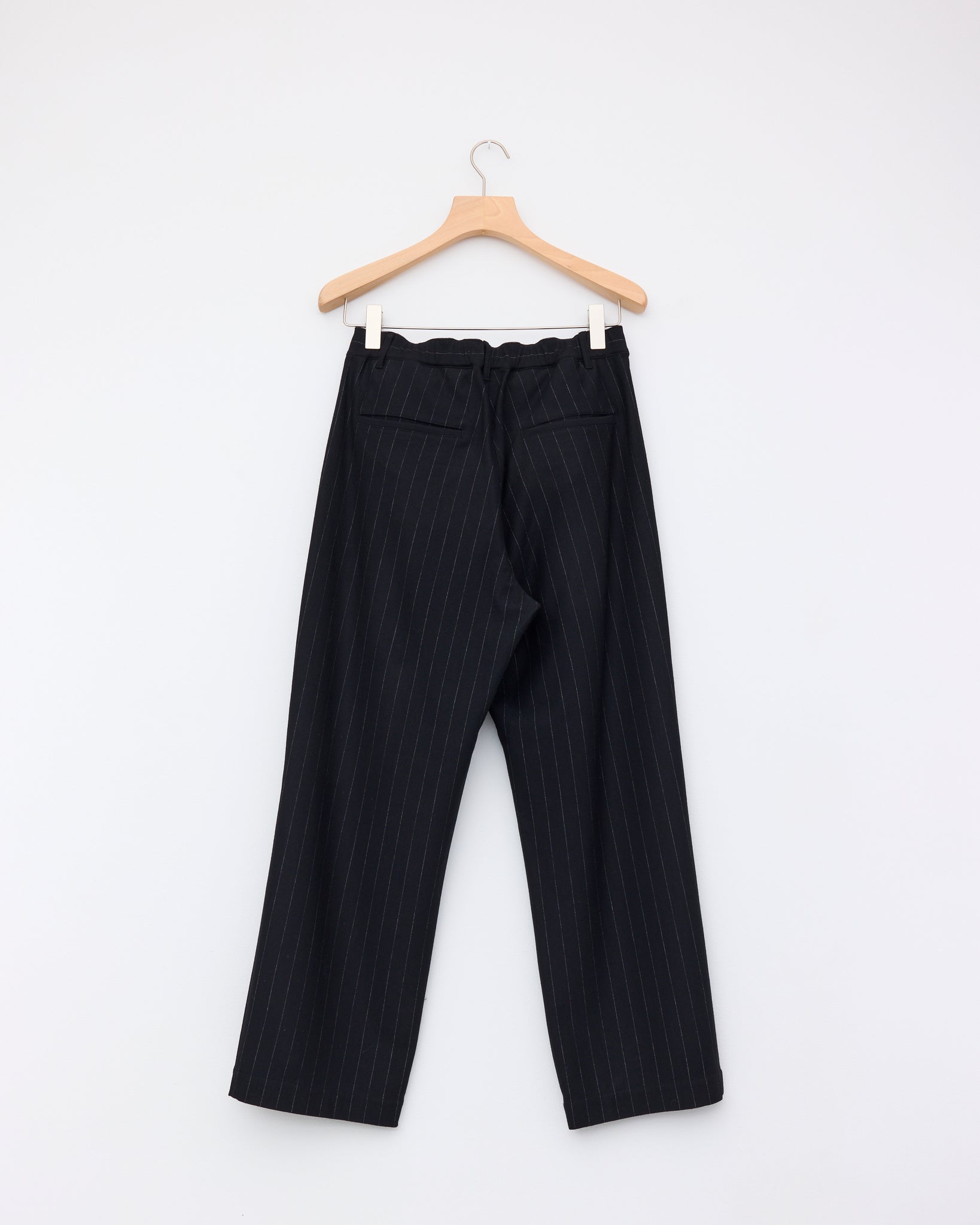 Wool Stripe Trouser, Black