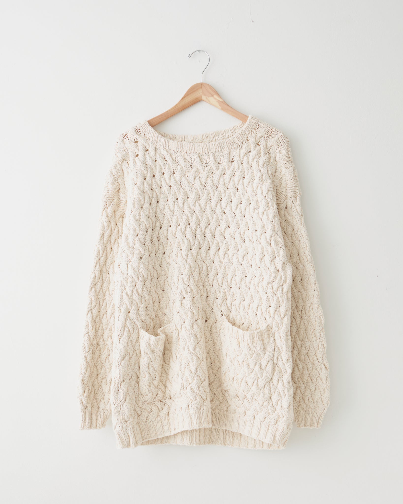 Fisherman Knit Sweater, White