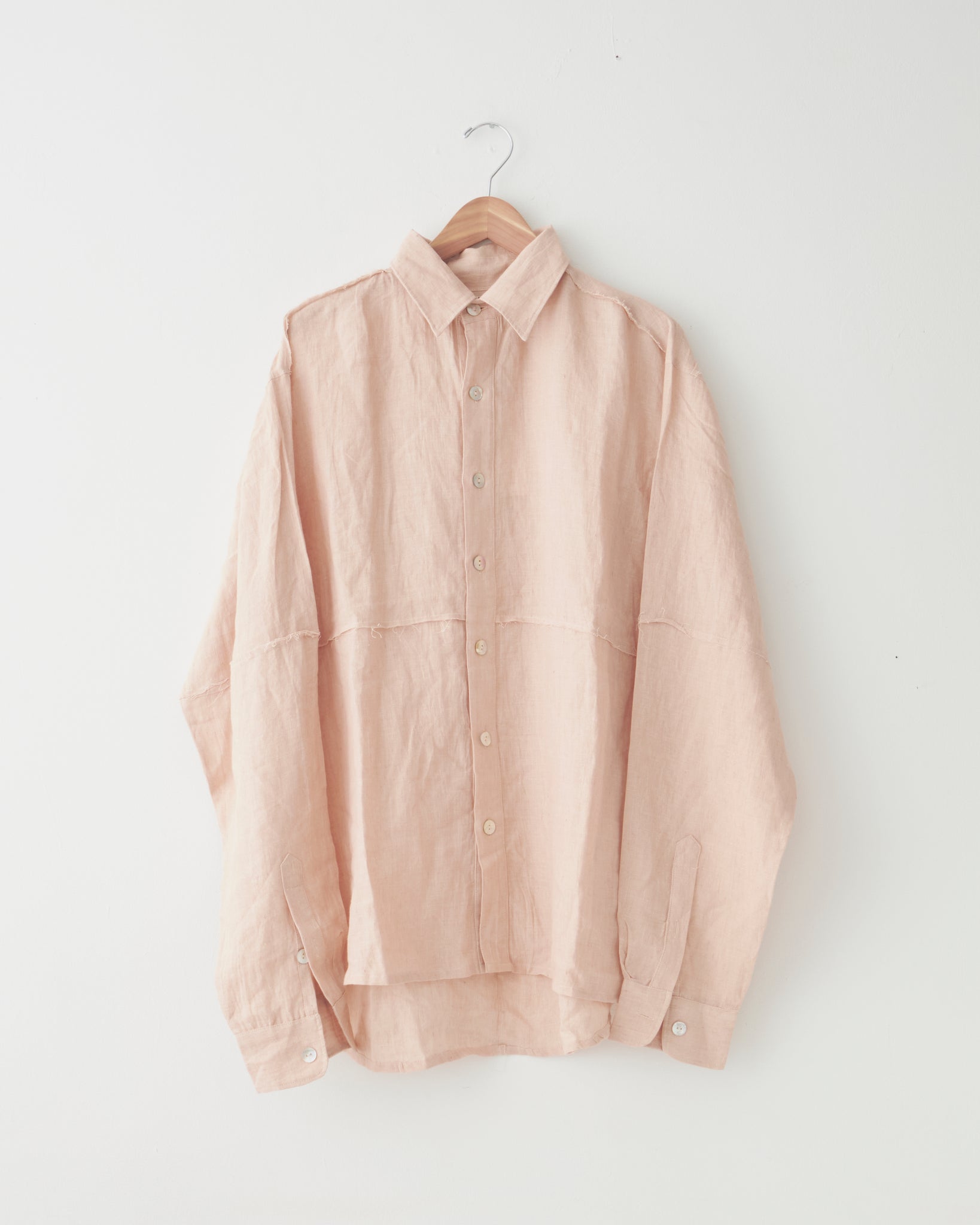 Raw Edge Shirt, Woven Dust Pink