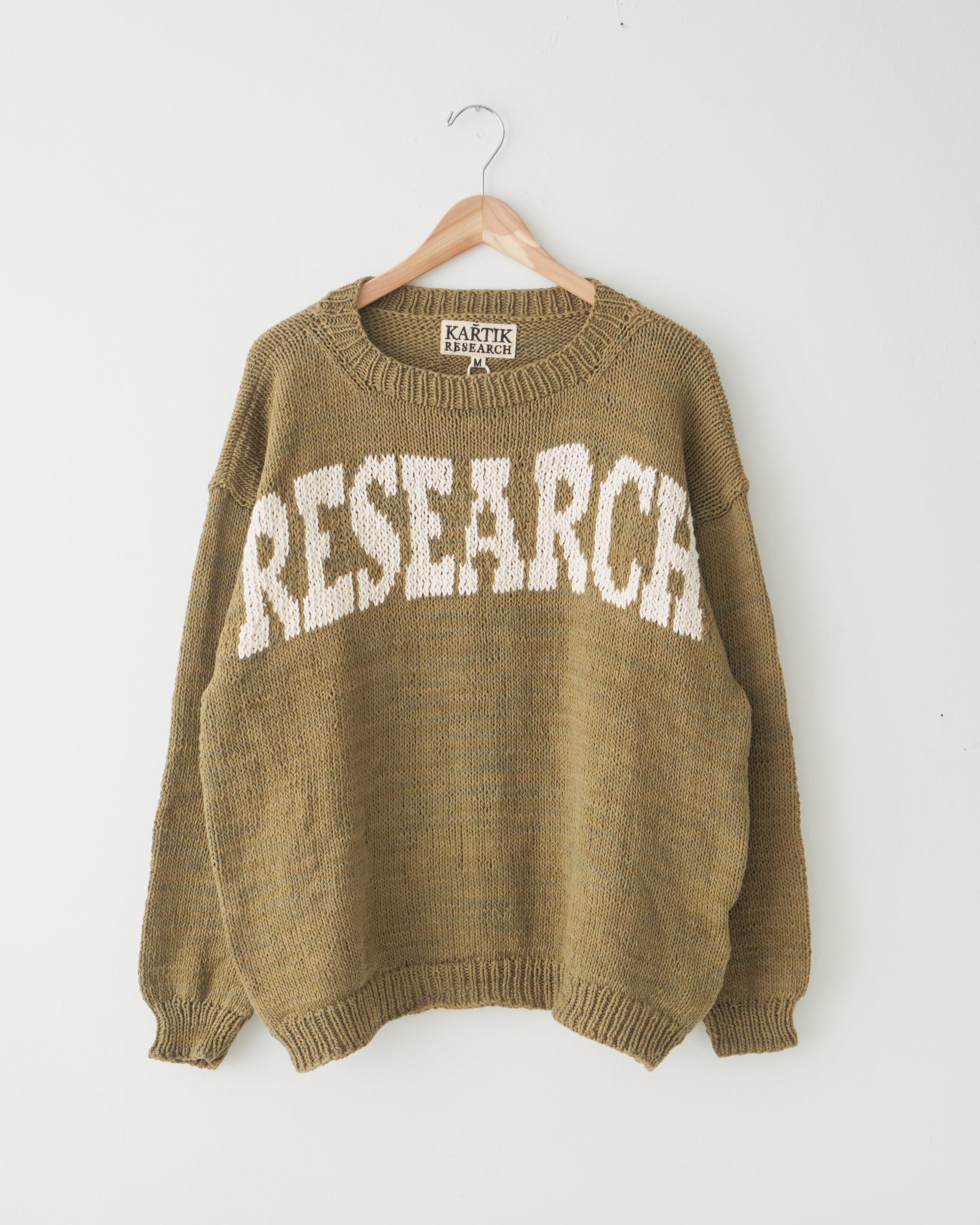 Research Knit Sweater, Olive/White