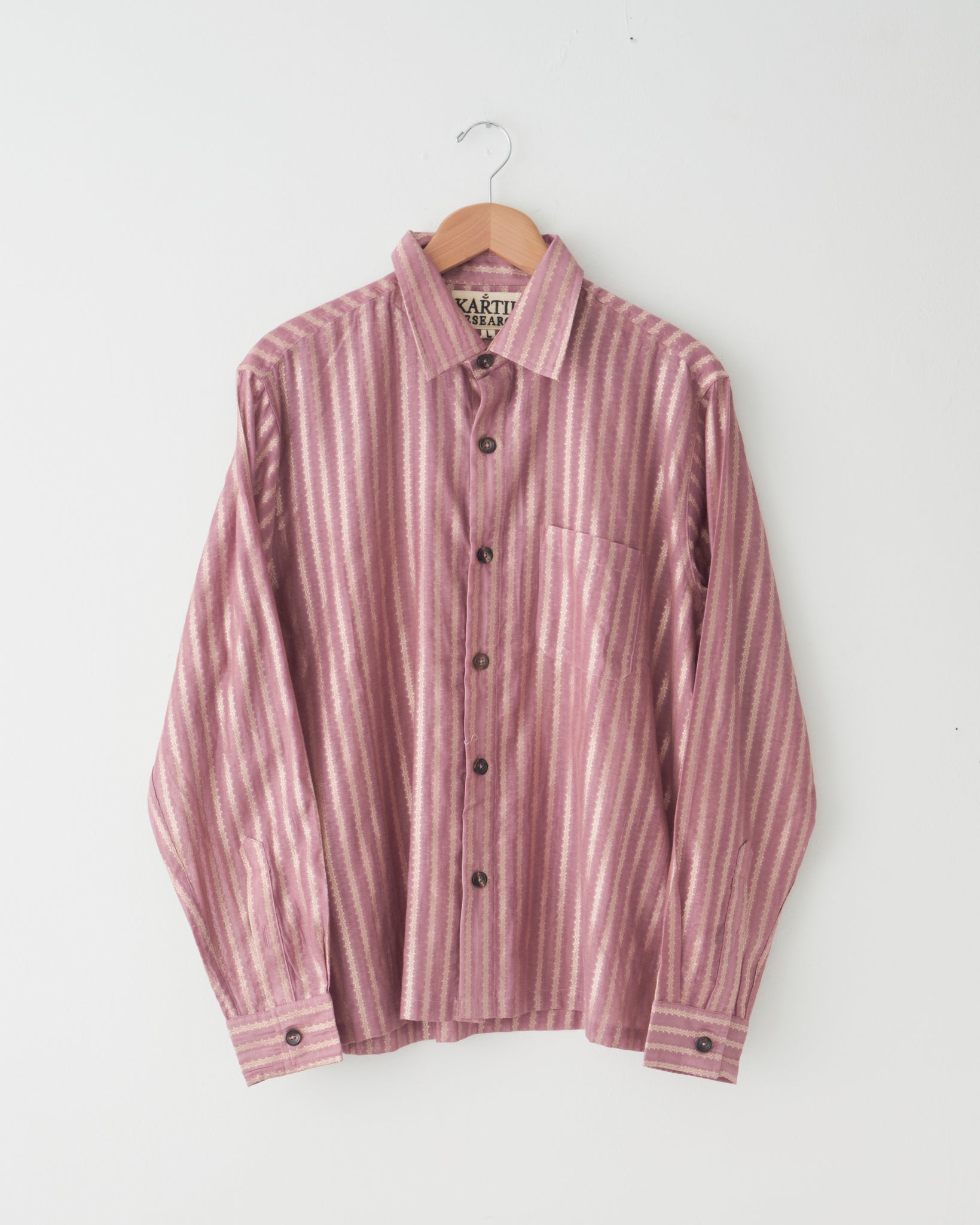 Silk Woven Shirt, Violet/Gold
