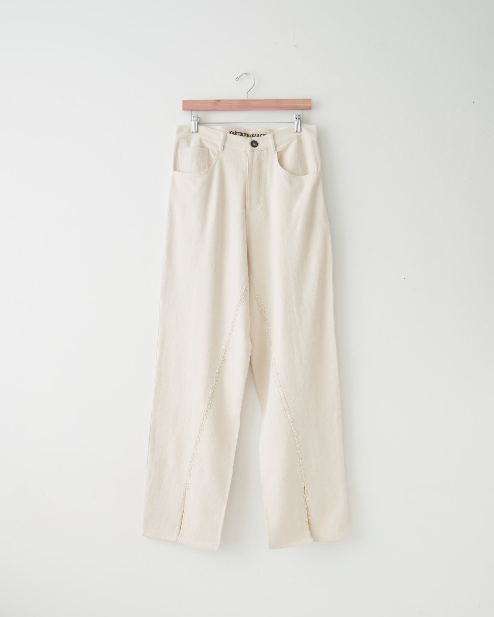 Split Denim Trousers, Ecru/Pearl