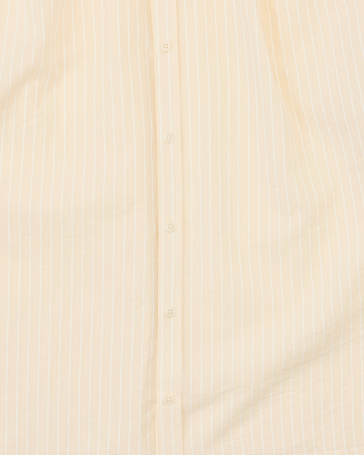 Colbo Krishna Shirt in ivory stripe cotton, button placket close-up