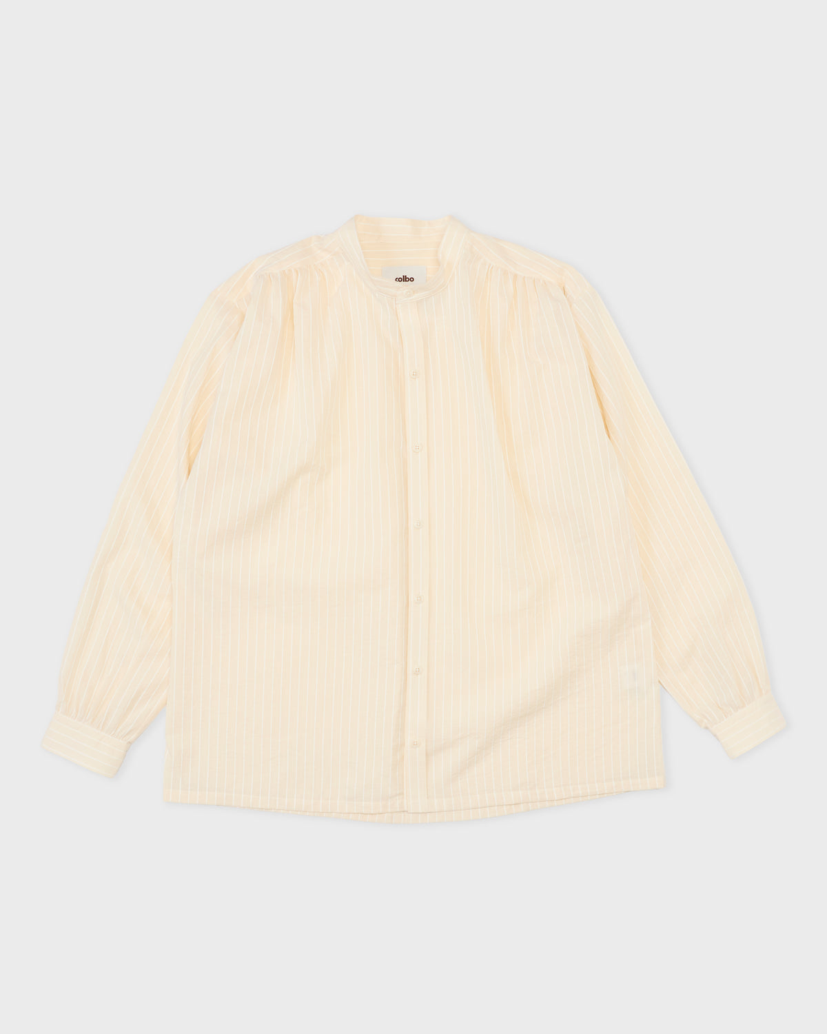 Colbo Krishna Shirt in ivory stripe cotton, front, flat lay