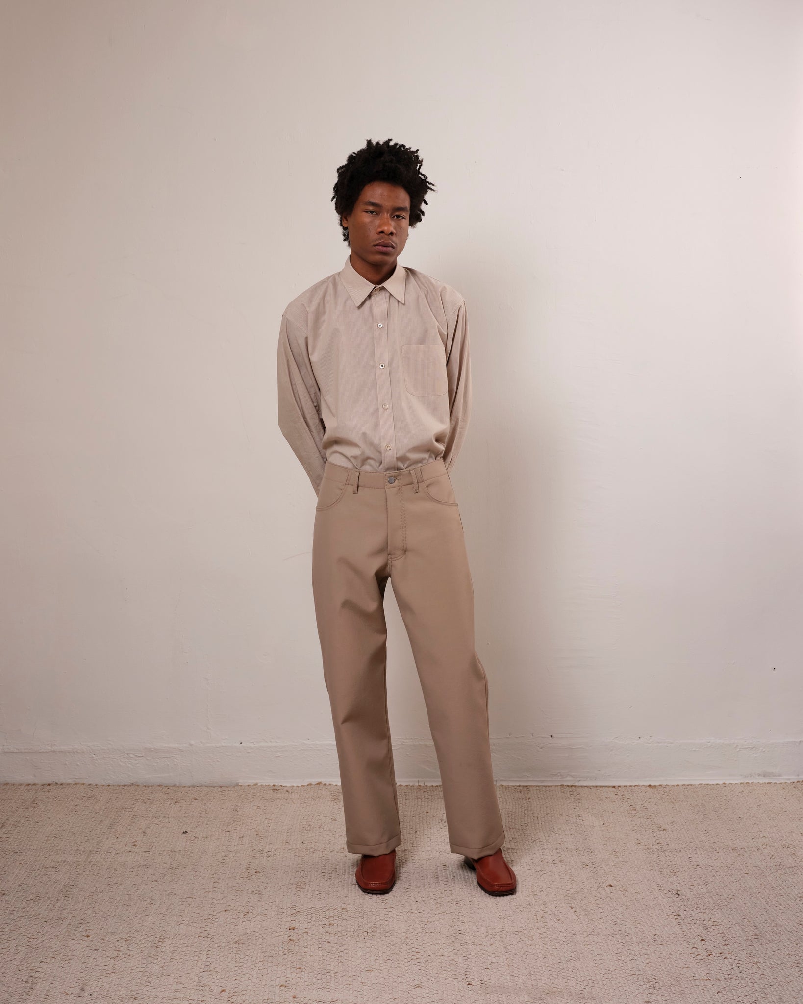 Office Shirt, Beige Stripe