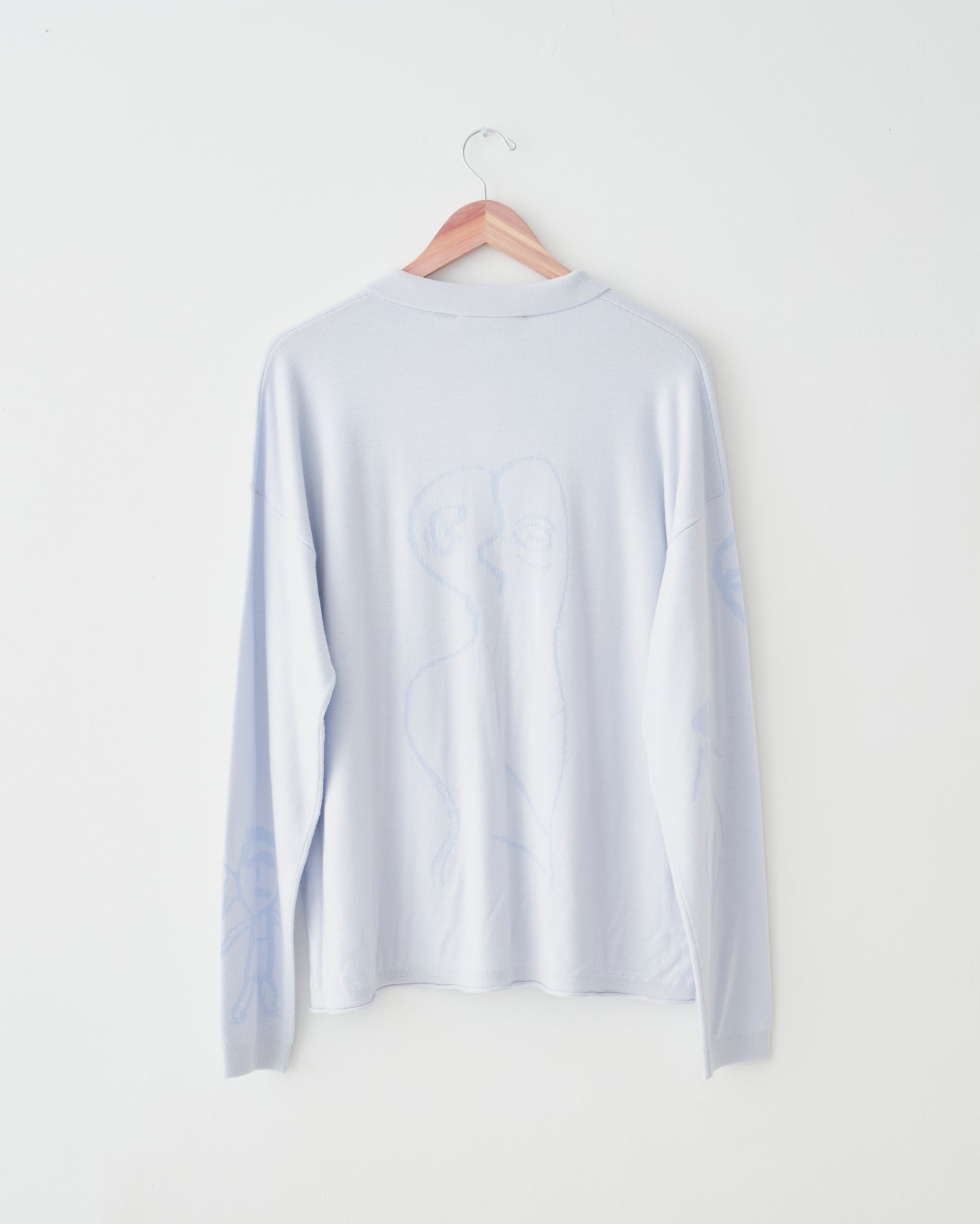 Knit Polo, Pale Blue Bark Carving