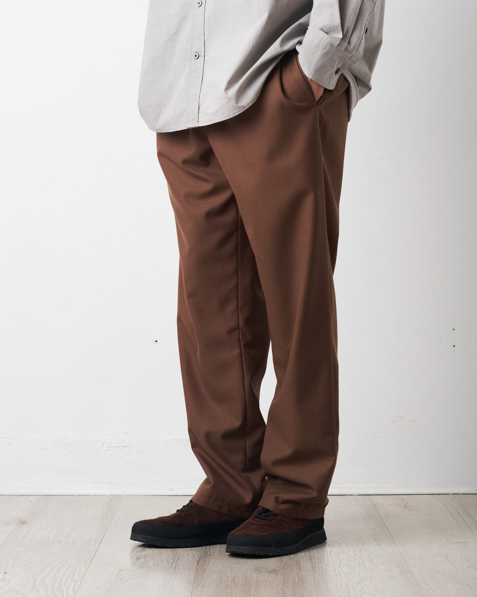 Double Pleat Pants, Brown