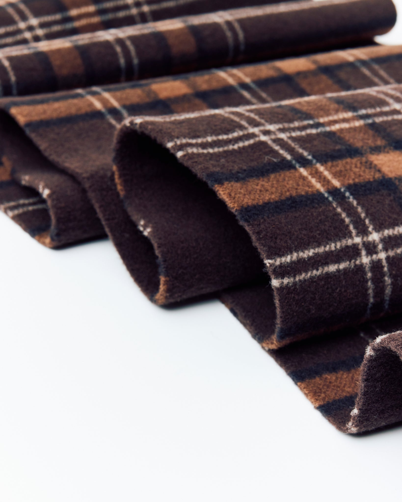 Wool Checked Scarf, Marron