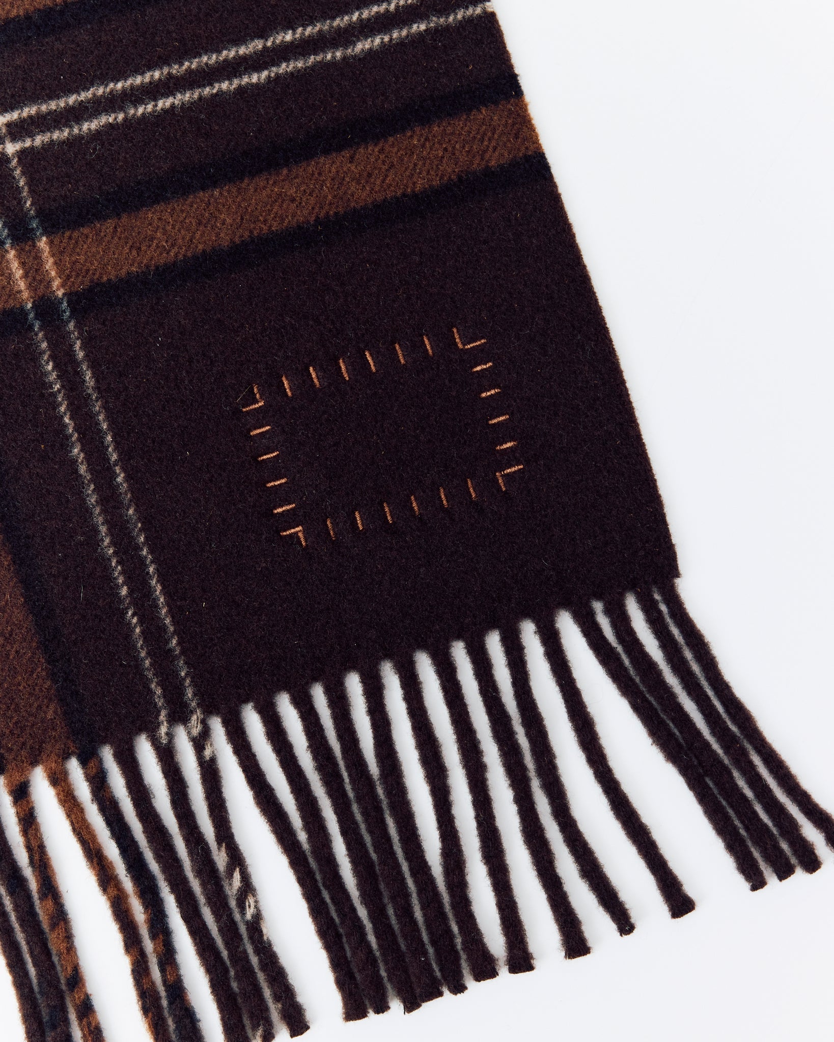 Wool Checked Scarf, Marron