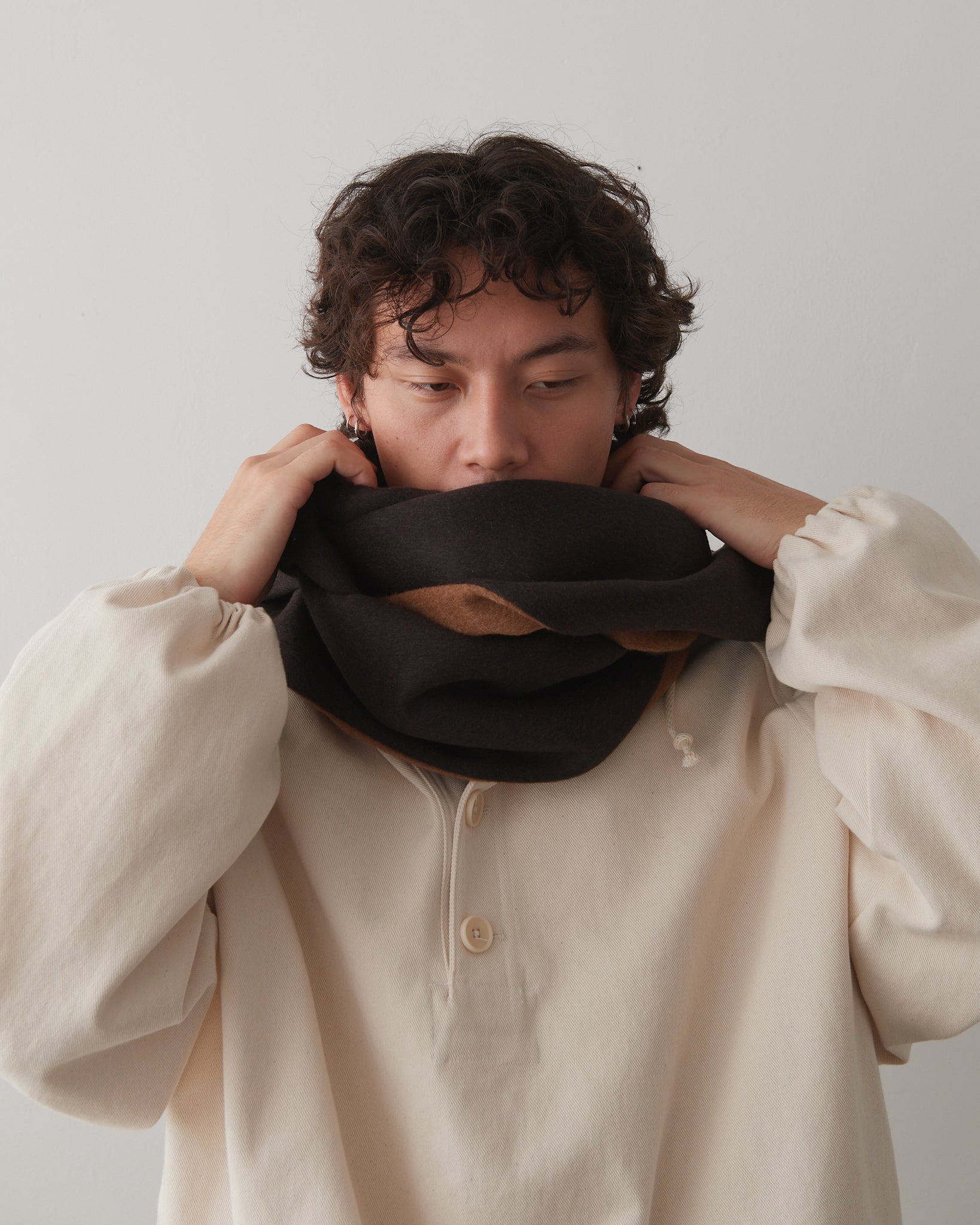 Double-Double Face Cashmere Scarf - Brown