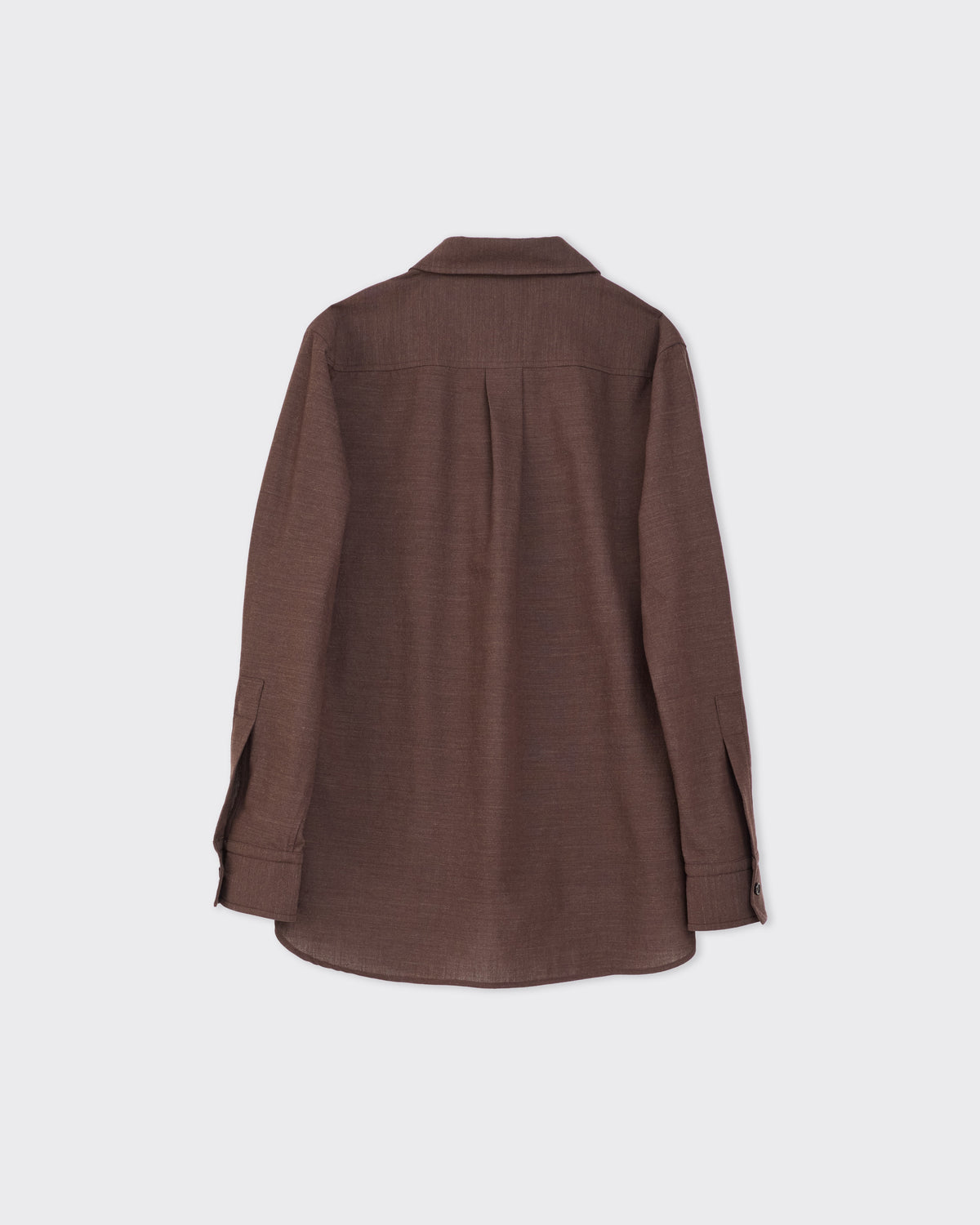 Colbo Metrics Shirt in brown wool-cotton, back, flat lay