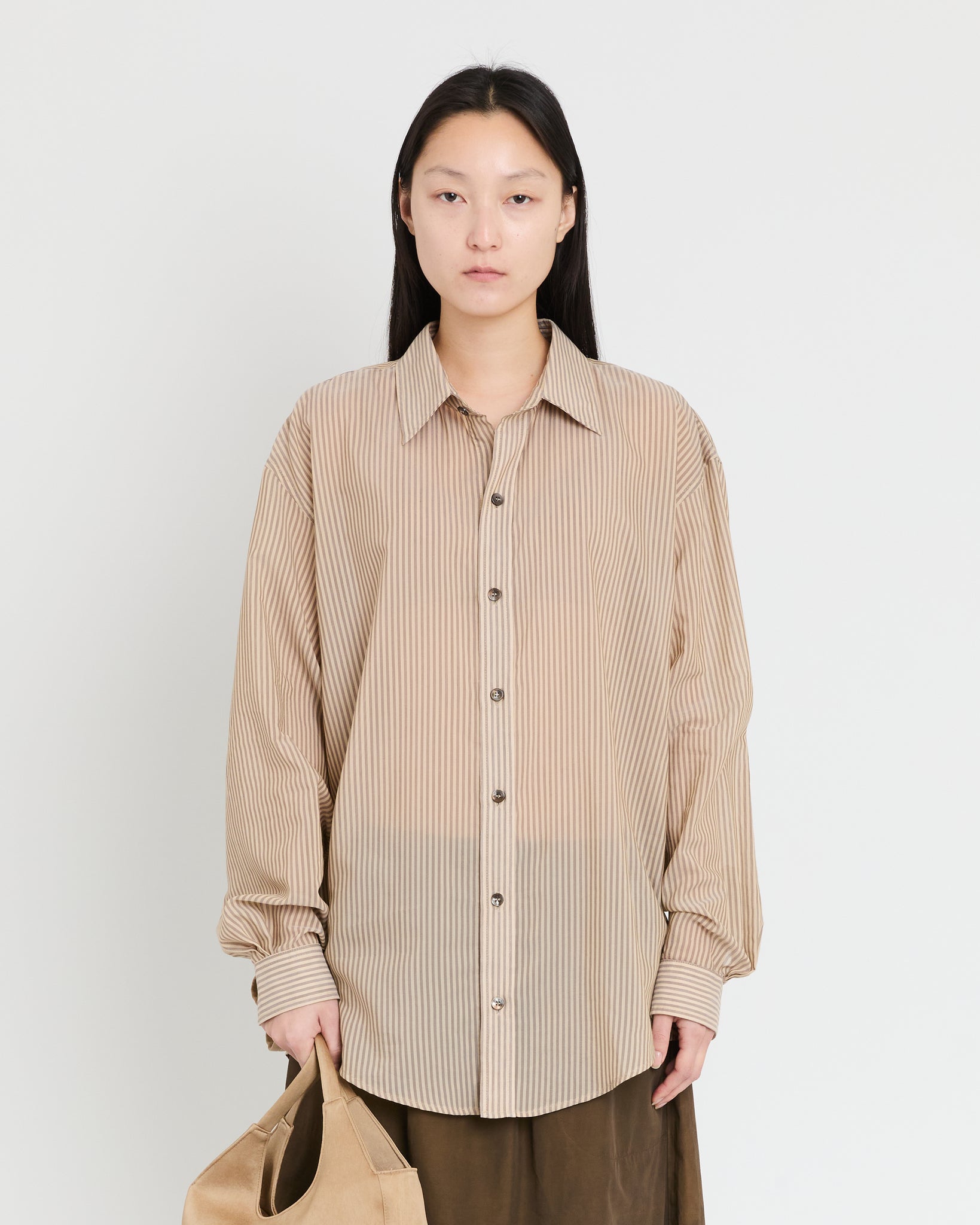 Office Shirt, Brown + Beige Stripe