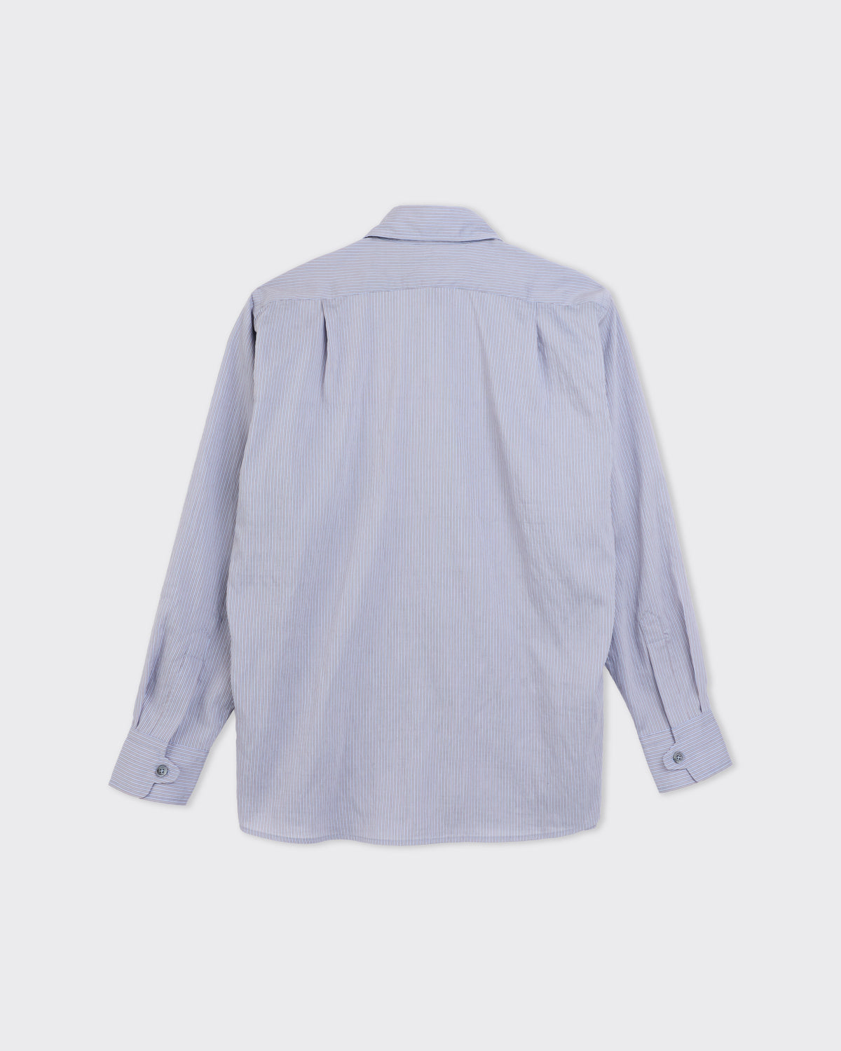 Colbo Pen Shirt in crinkled pinstripe lyocell, back, flat lay