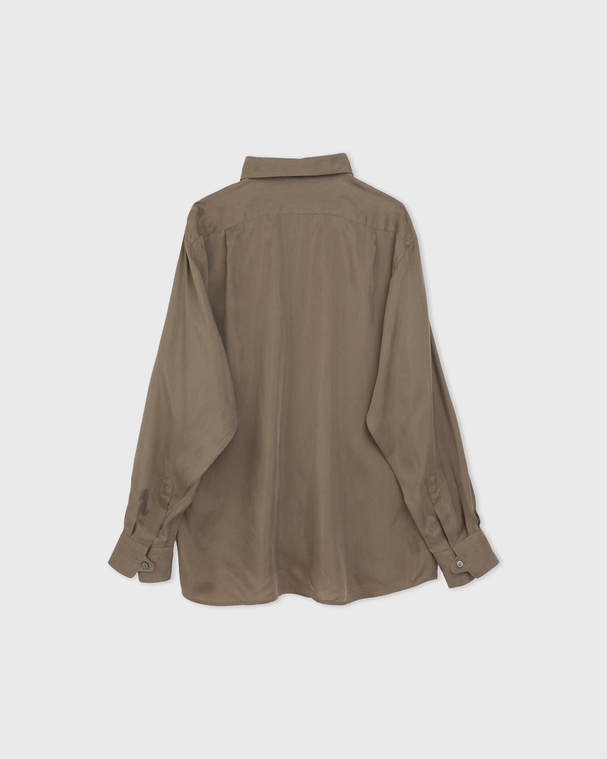 Colbo Pen Shirt in sage washed cupro, back, flat lay