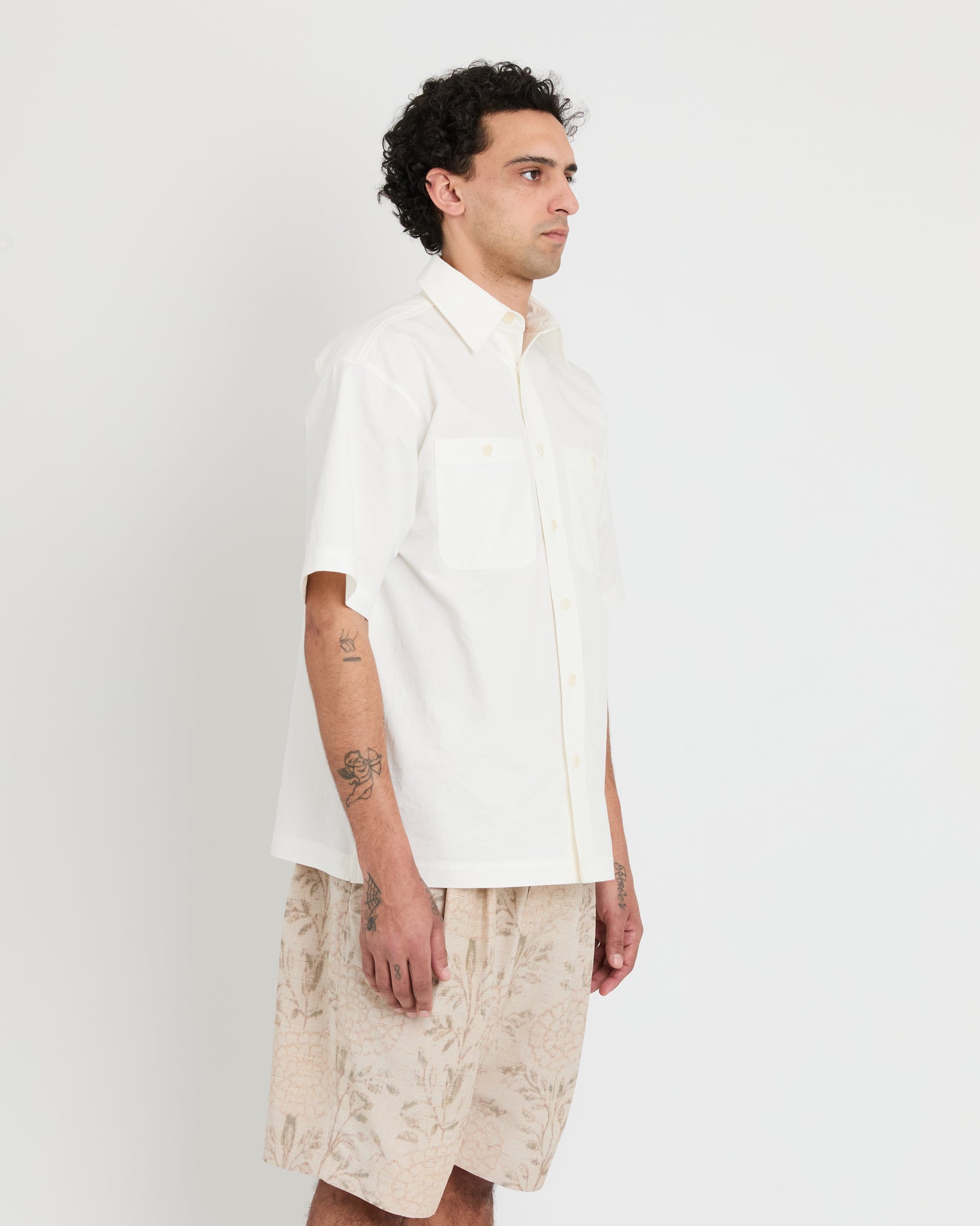 Short Sleeve Buttoned Shirt, White