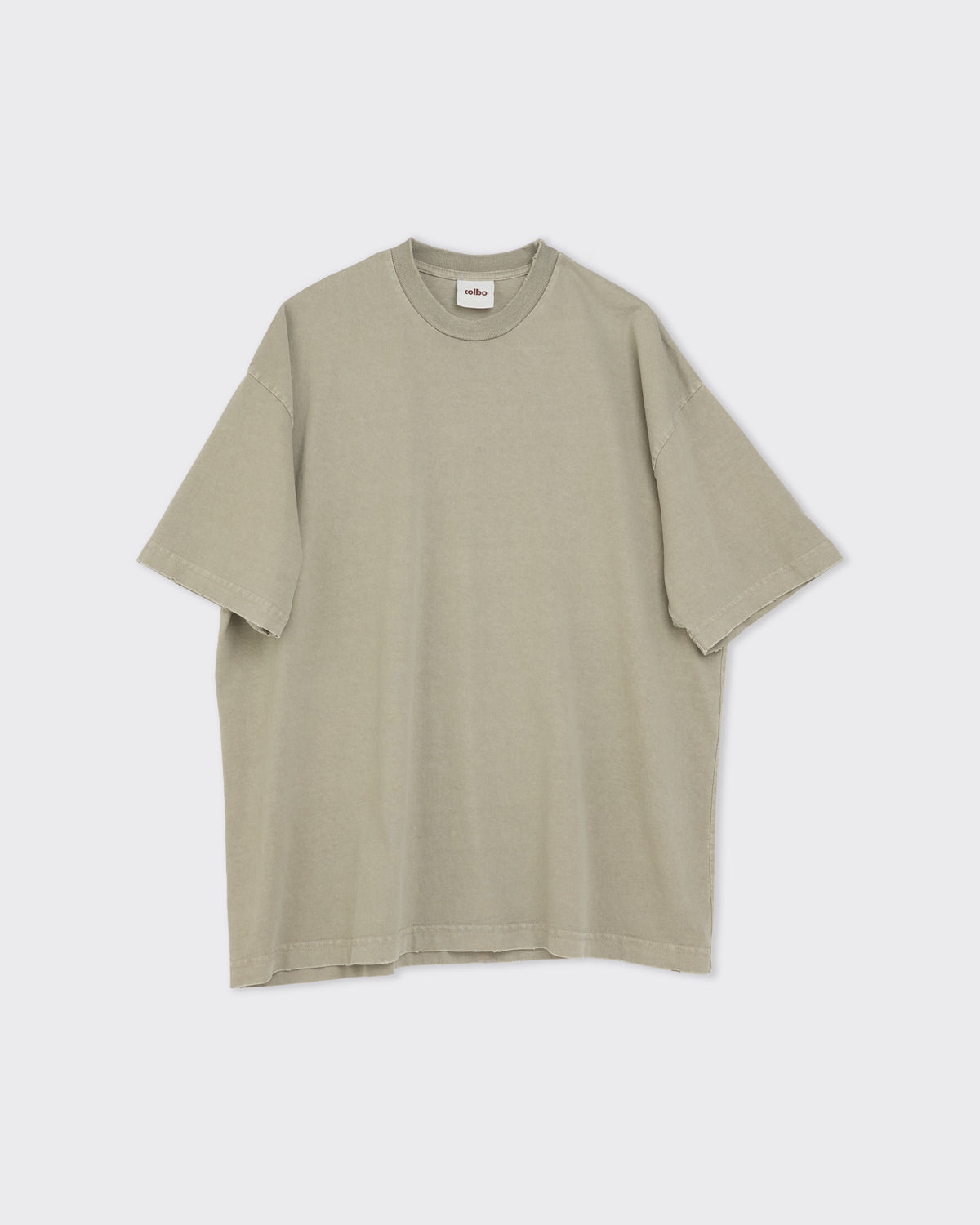 Colbo heavyweight T-shirt in sage wash cotton, front, flat lay