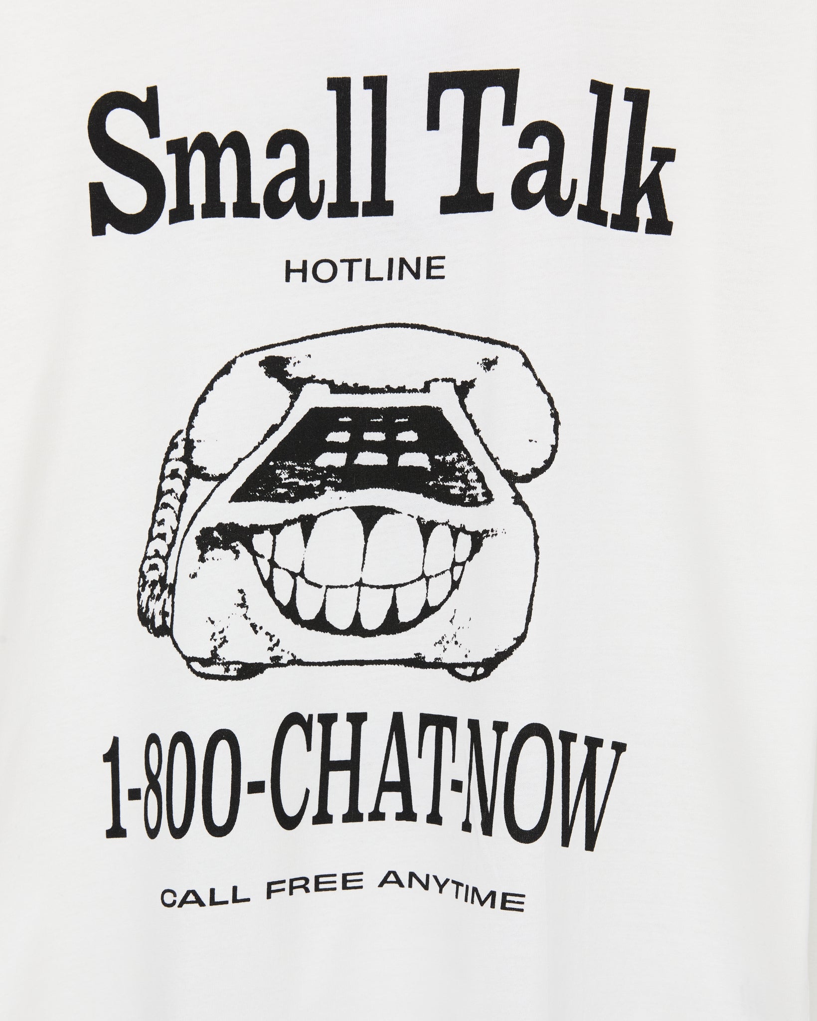 S/S Printed Tee: Small Talk Hotline, White/Hotline Black