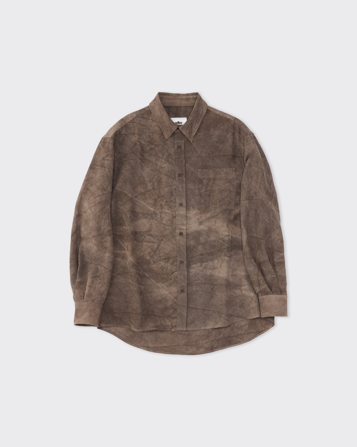 Colbo TK Shirt in cold-dyed greige Italian viscose, front, flat lay