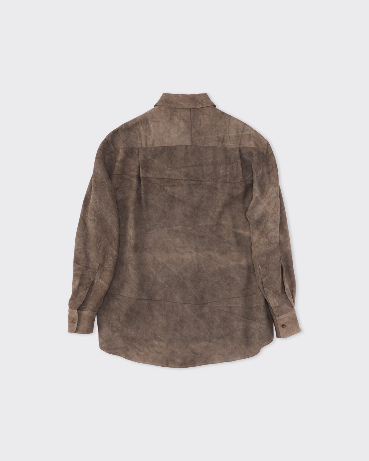 Colbo TK Shirt in cold-dyed greige Italian viscose, back, flat lay