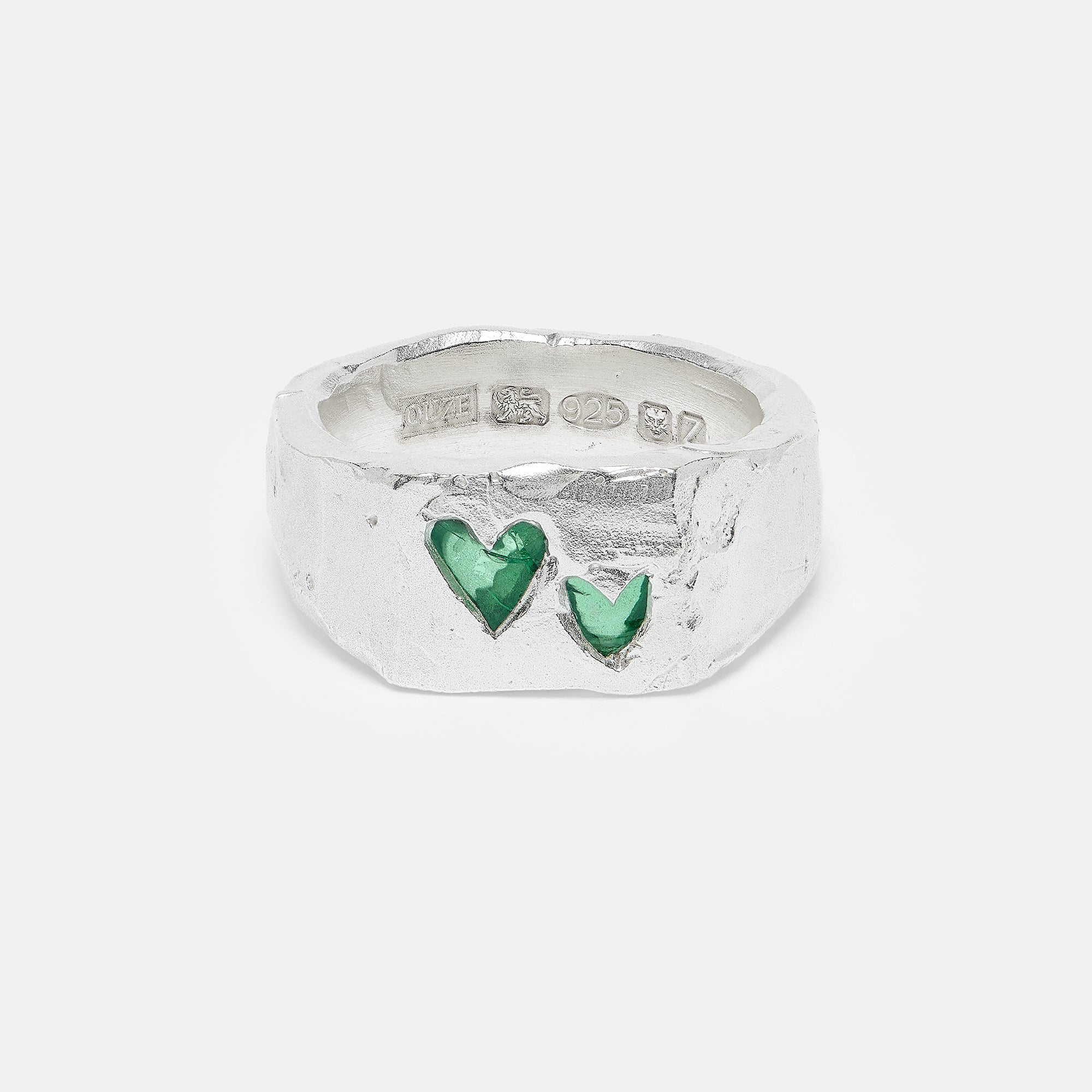 Twin Hearts Signet, Emerald