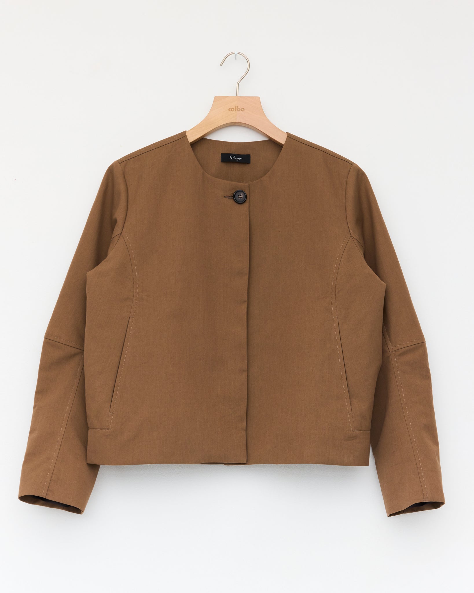 Collarless Jacket, Cognac