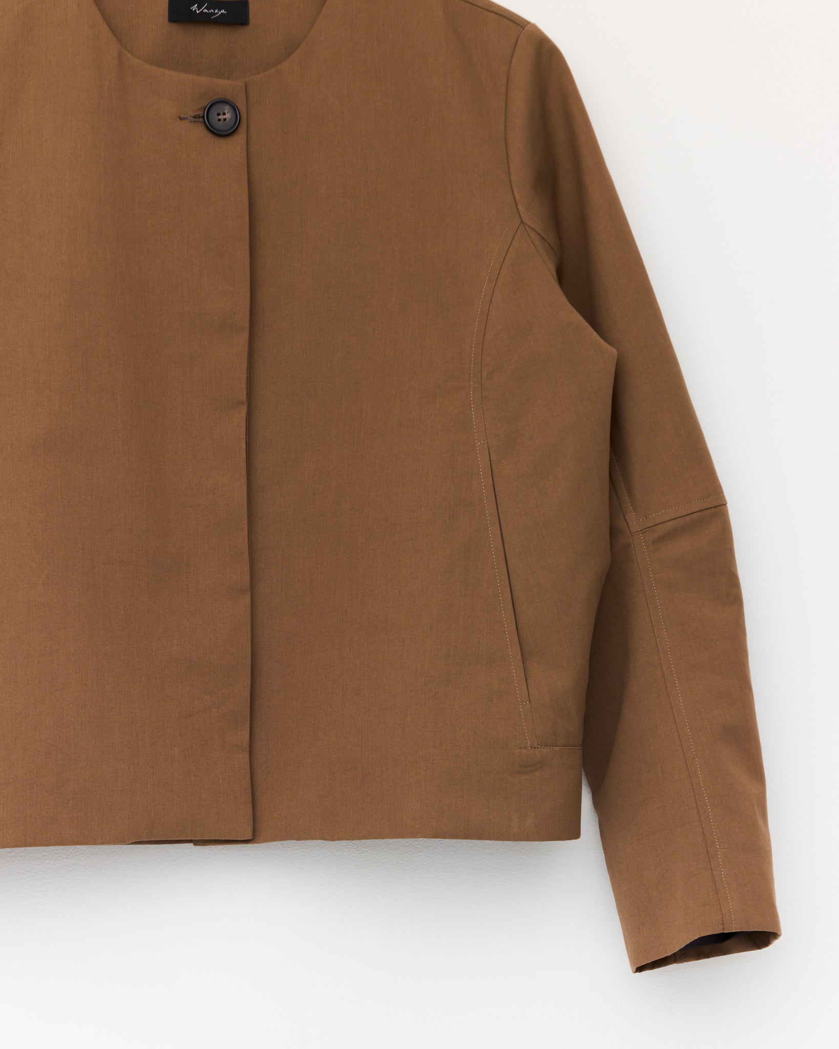 Collarless Jacket, Cognac