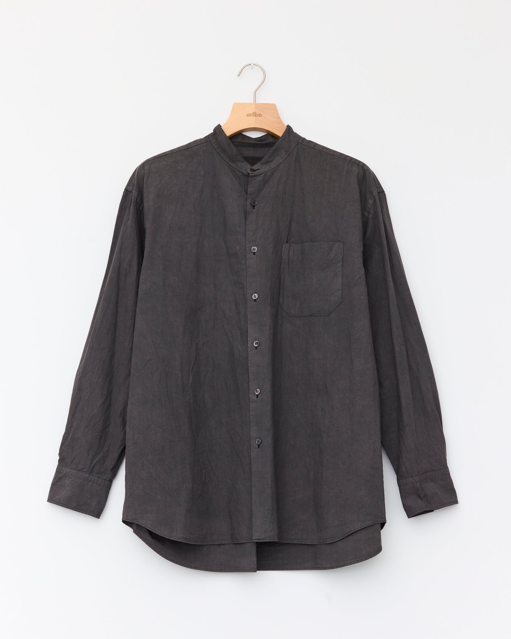 Band Collar Shirt, Sumi Ink