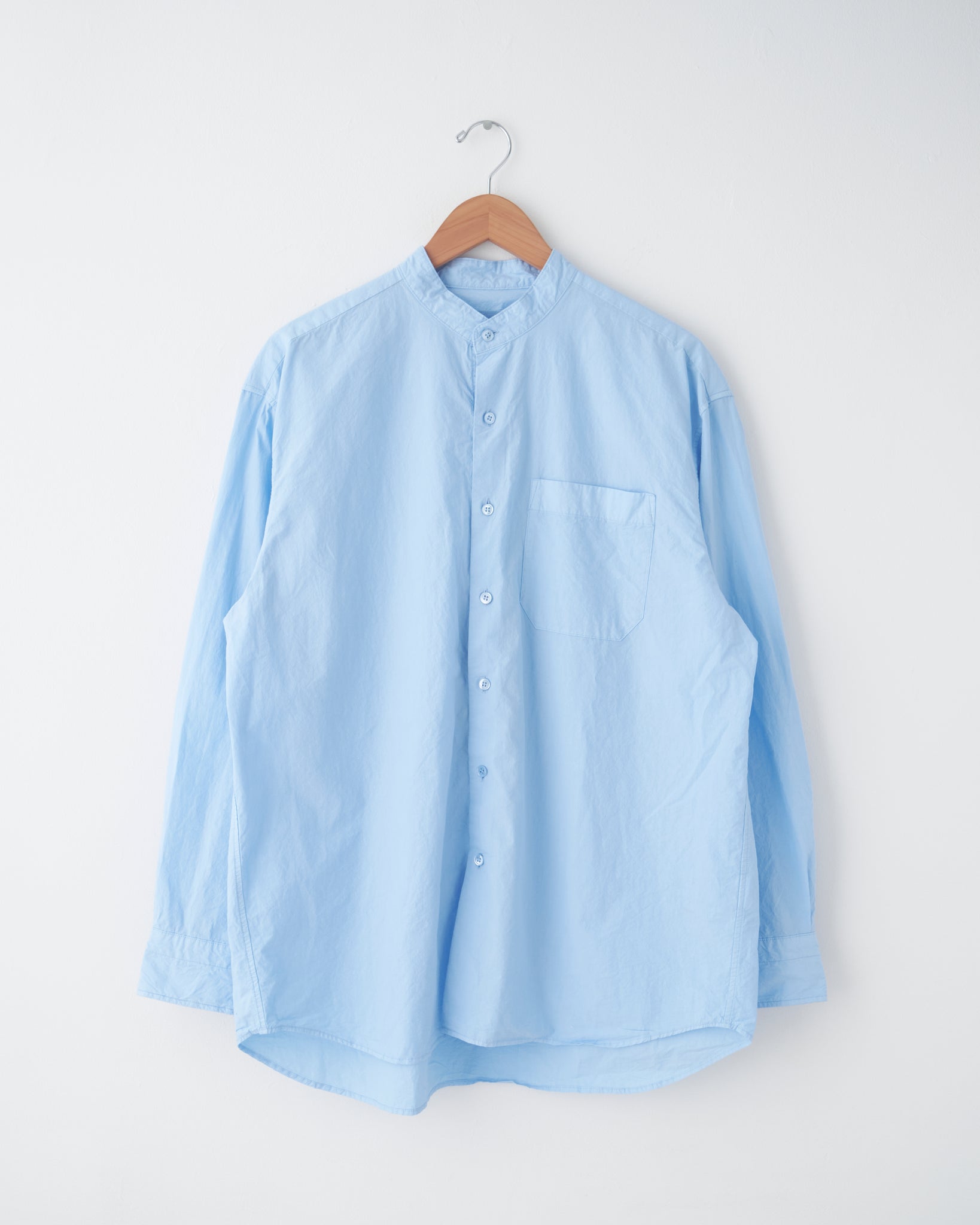 Band Collar Shirt, Sky Blue