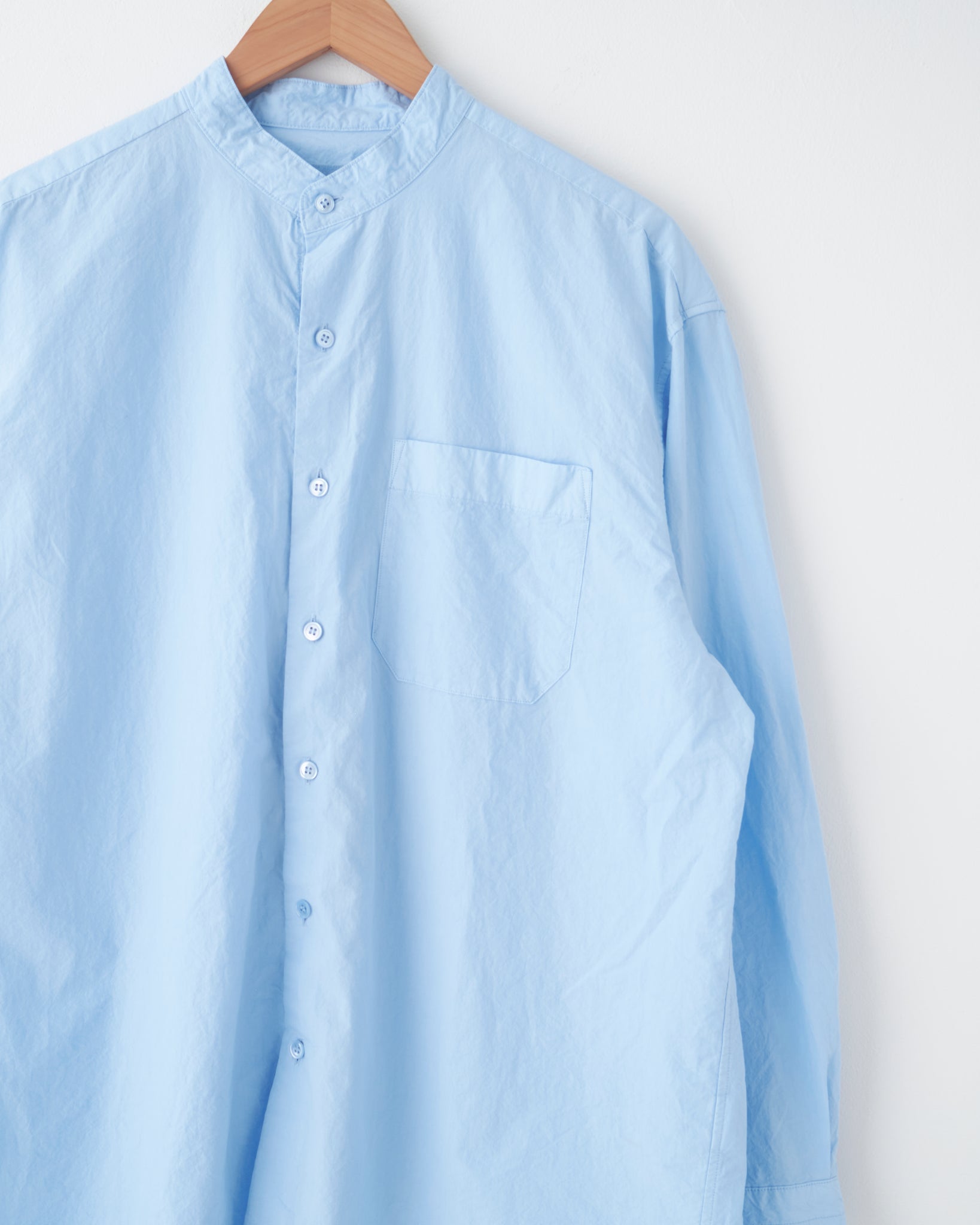 Band Collar Shirt, Sky Blue