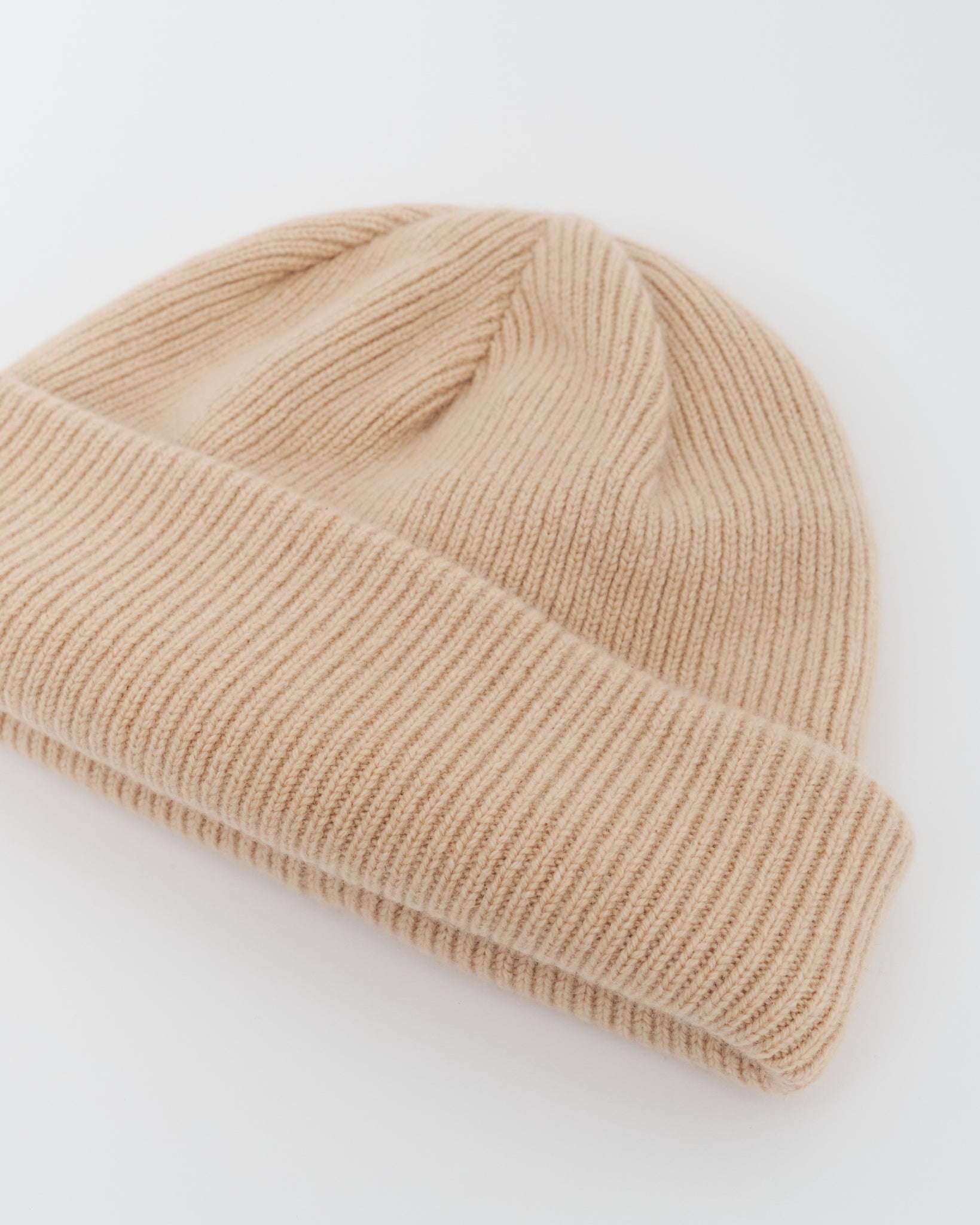 Cashmere Knit Big Watch Cap, Beige